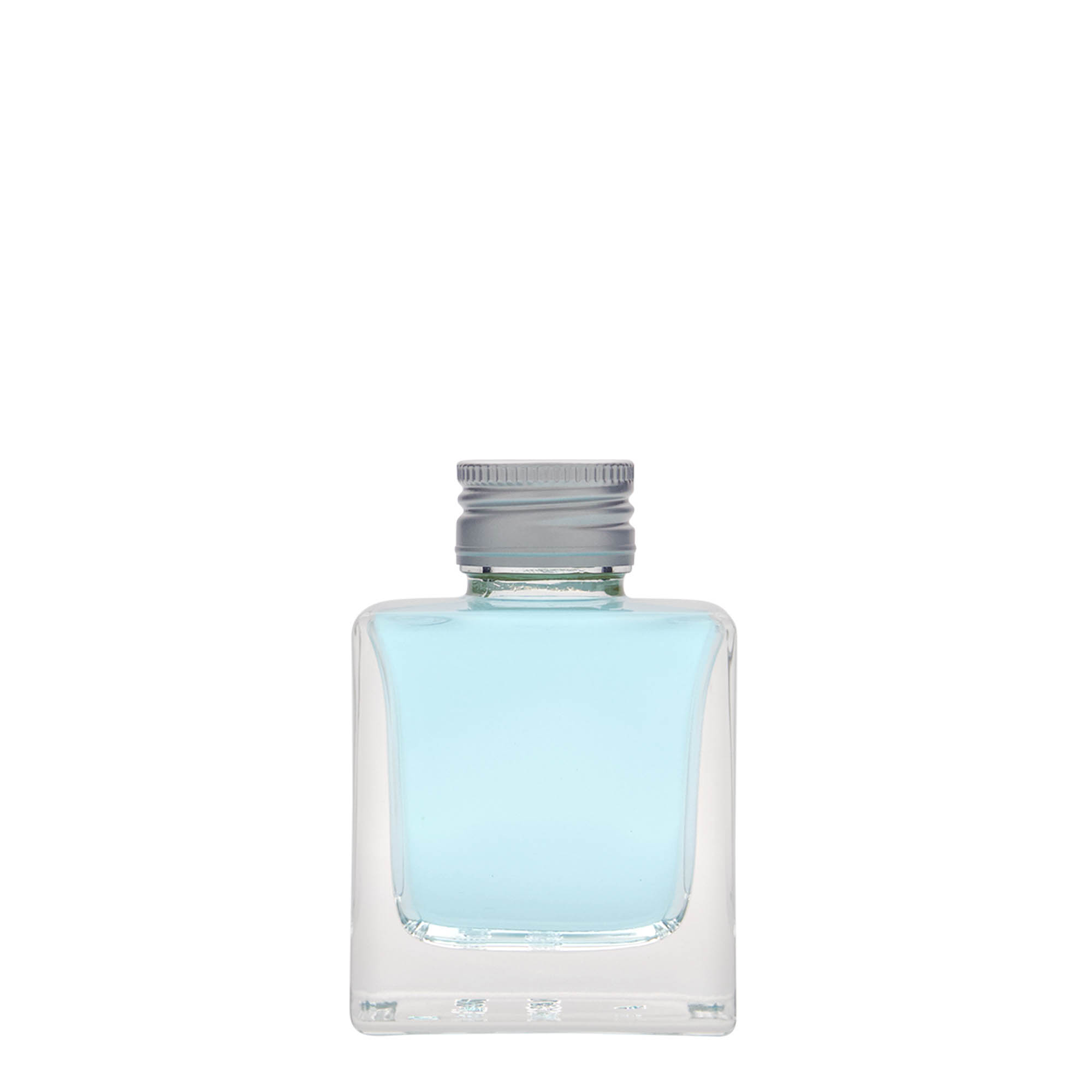 100 ml lasipullo 'Cube', neliömäinen, suuaukko: PP 28