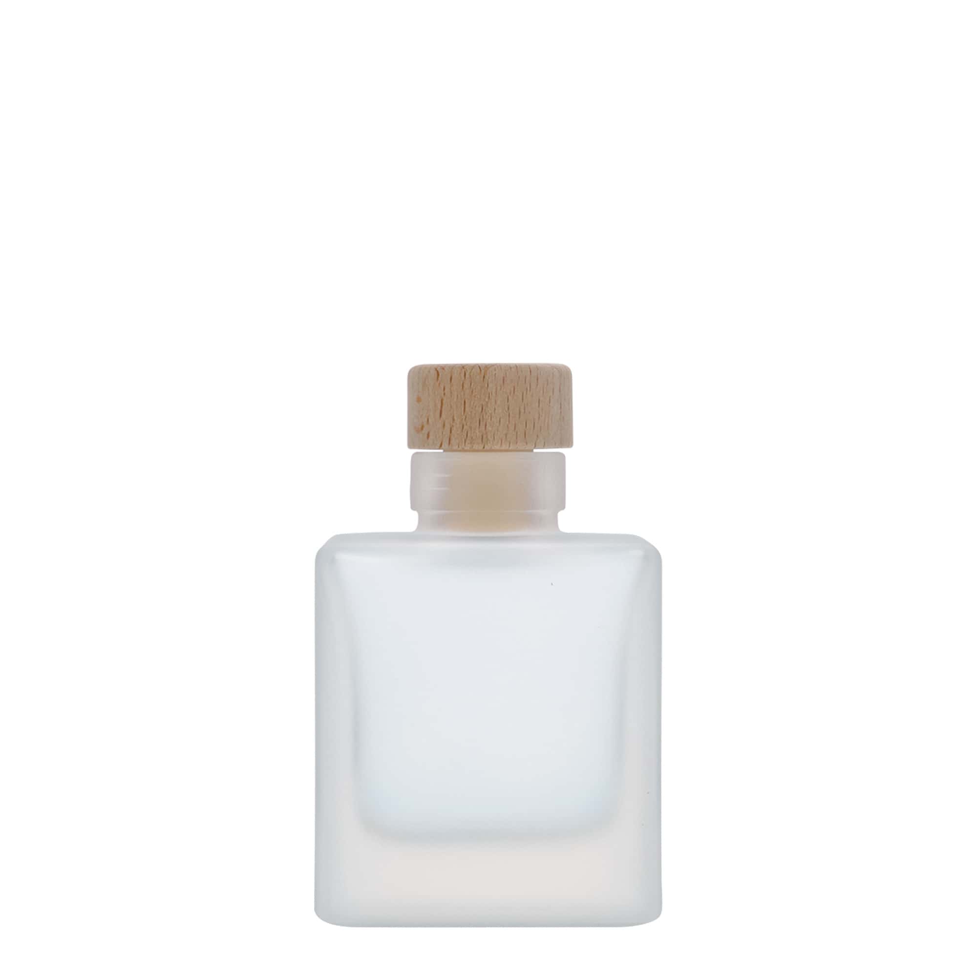 100 ml lasipullo 'Cube', neliömäinen, huurrettu, suuaukko: korkki 100 ml lasipullo 'Cube', neliömäinen, huurrettu, suuaukko: korkki