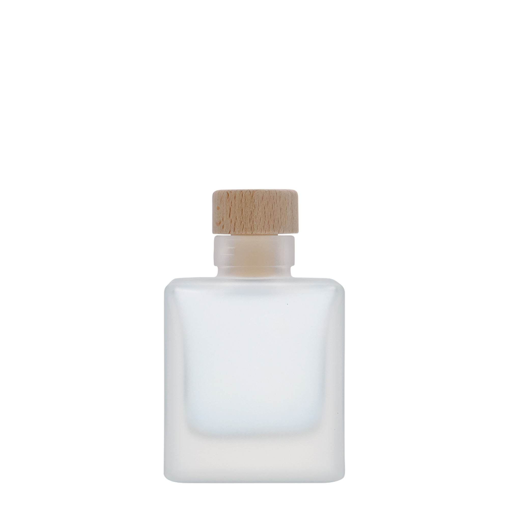 100 ml lasipullo 'Cube', neliömäinen, huurrettu, suuaukko: korkki 100 ml lasipullo 'Cube', neliömäinen, huurrettu, suuaukko: korkki