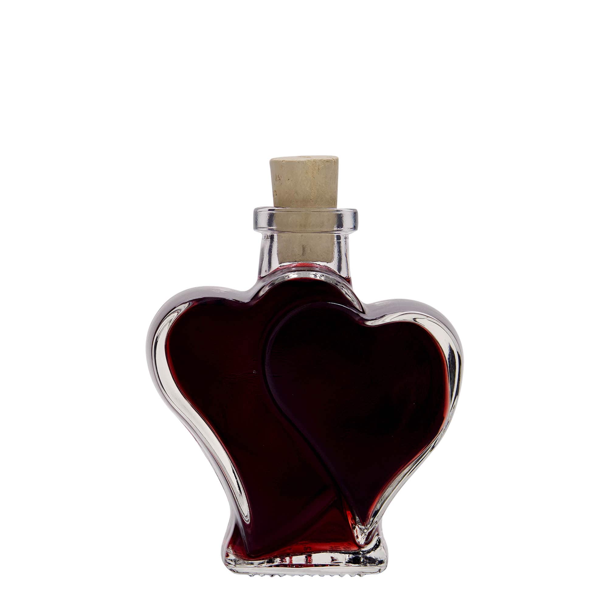 200 ml lasipullo 'Kaksoissydän', suu: korkki
