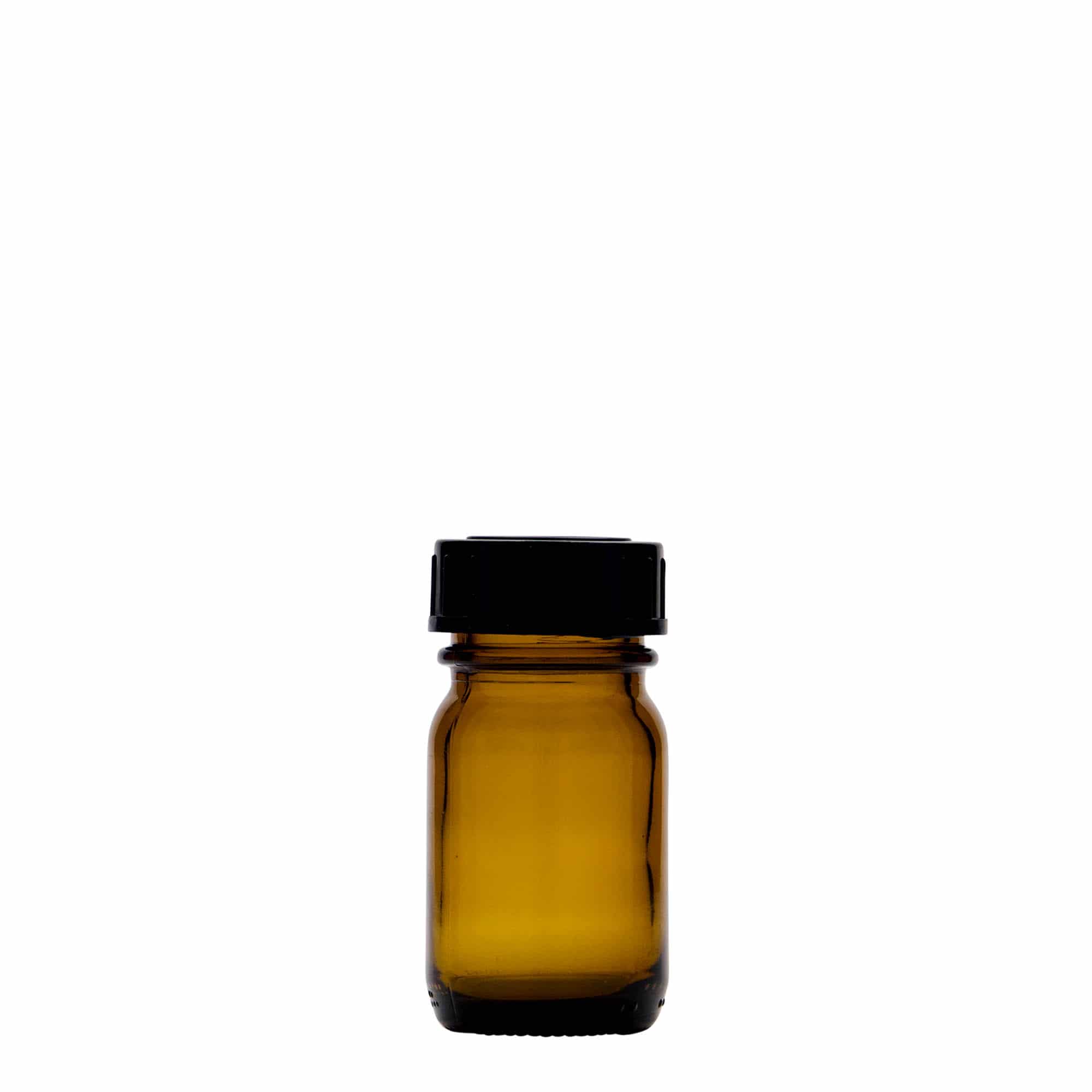 30 ml leveäkaul. lasipurkki, ruskea, suu: DIN 32