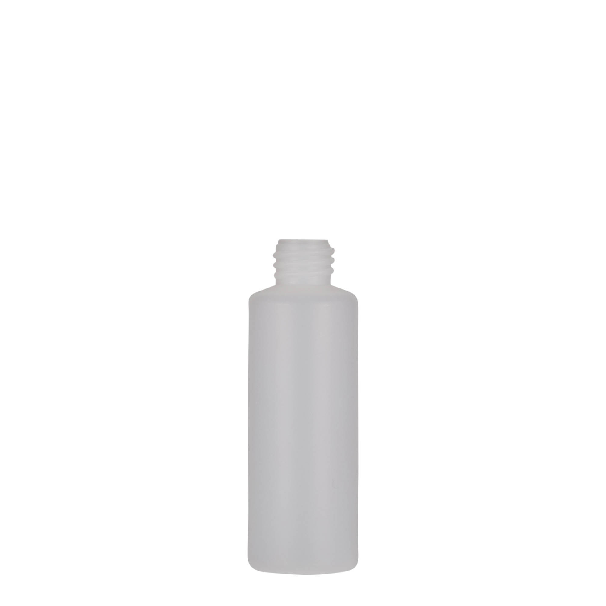 50 ml pyöreä pullo, PE-muovi, luonnonväri, suuaukko: ruuvikorkki 50 ml pyöreä pullo, PE-muovi, luonnonväri, suuaukko: ruuvikorkki