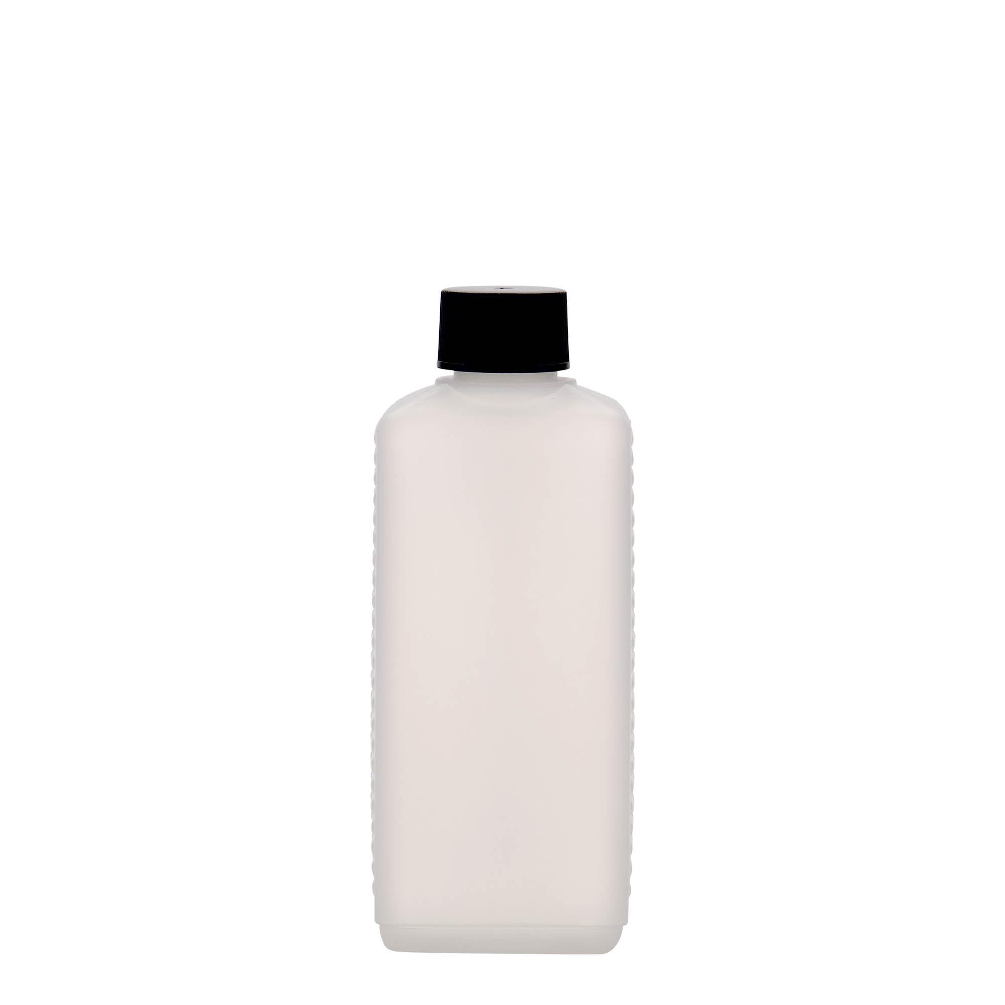 250 ml kanisteripullo, suorakaiteen muotoinen, HDPE-muovia, luonnonvärinen, suuaukko: DIN 25 EPE 250 ml kanisteripullo, suorakaiteen muotoinen, HDPE-muovia, luonnonvärinen, suuaukko: DIN 25 EPE