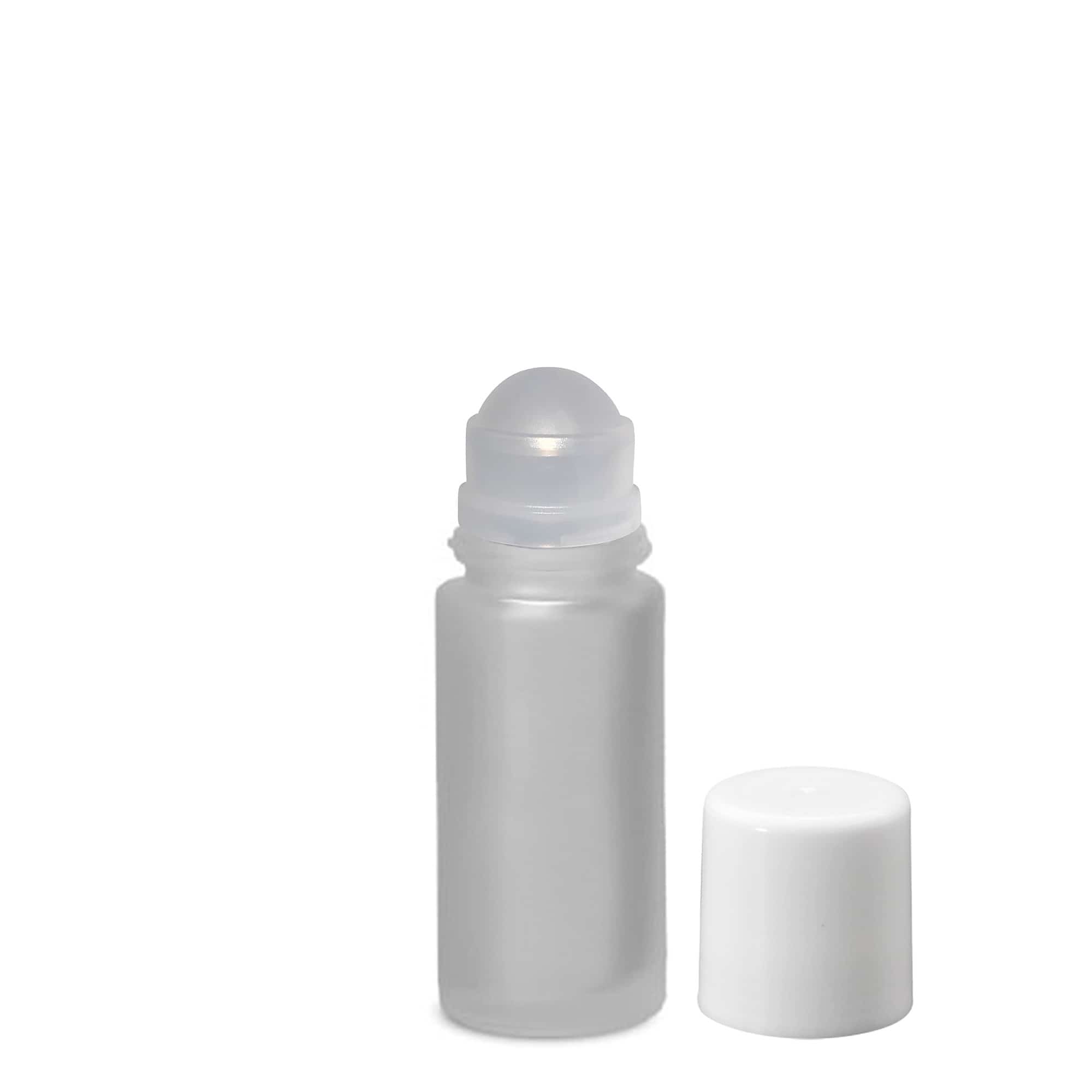 50 ml roll-on-pullo, lasia, huurrettu, suuaukko: ruuvikorkki