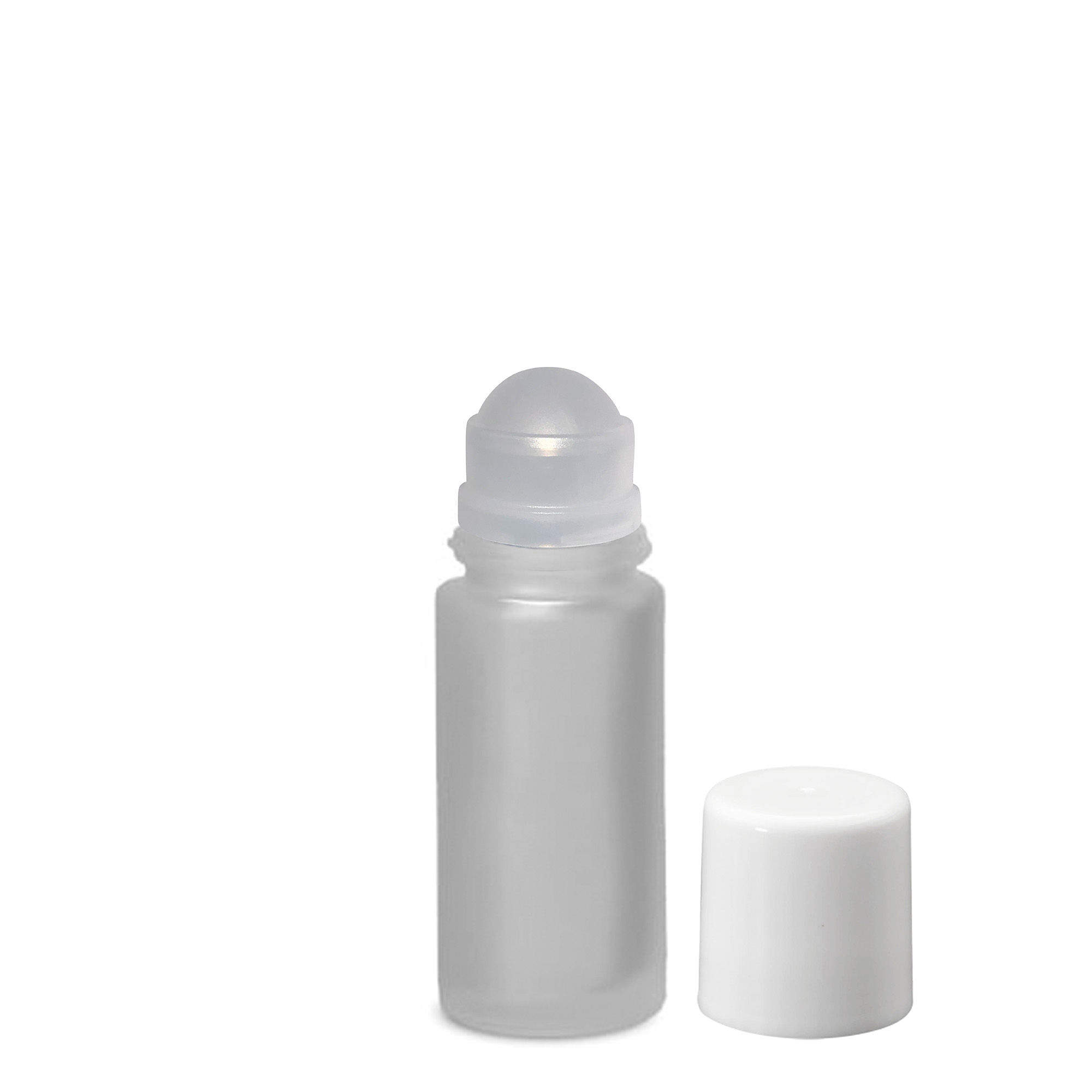 50 ml roll-on-pullo, lasia, huurrettu, suuaukko: ruuvikorkki 50 ml roll-on-pullo, lasia, huurrettu, suuaukko: ruuvikorkki