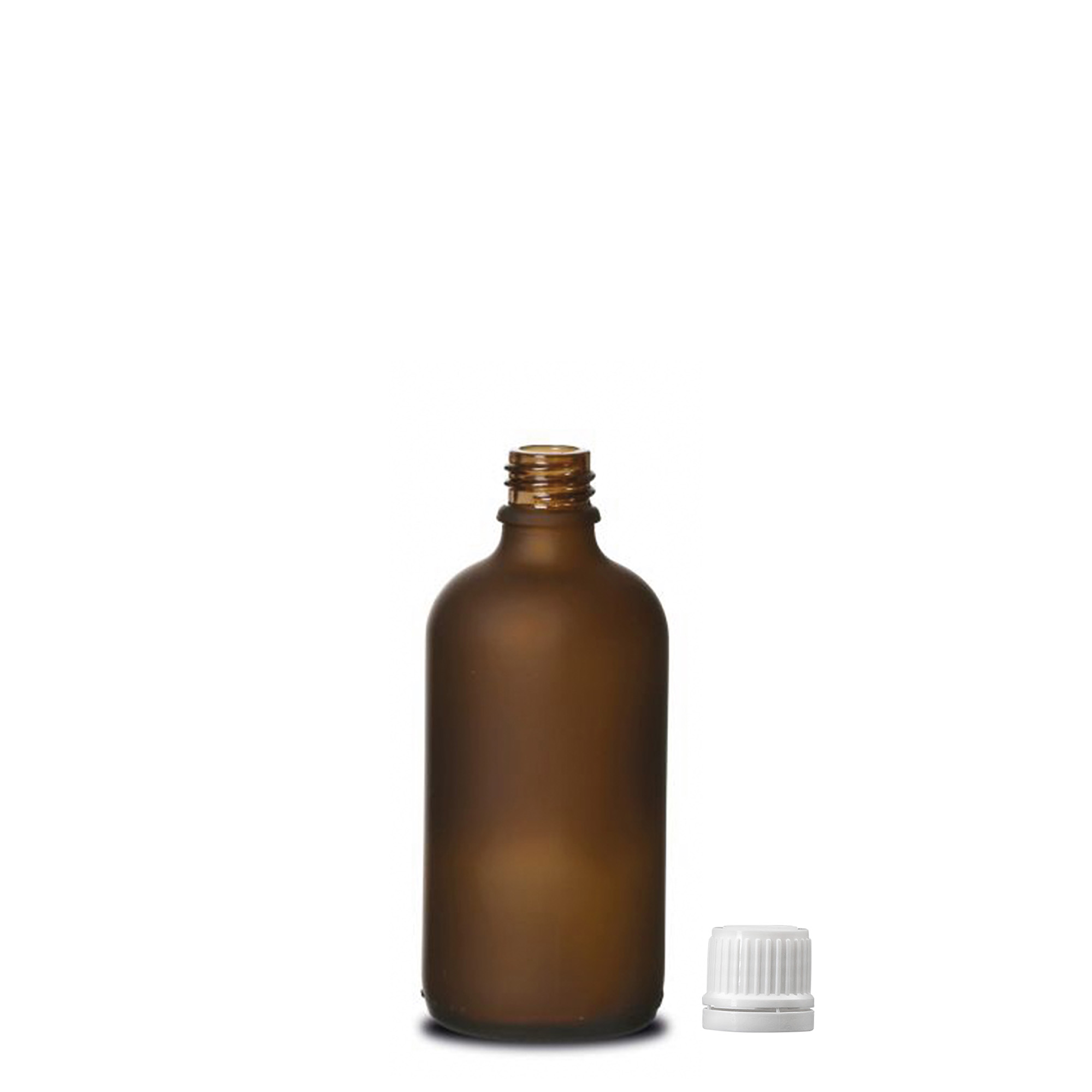 100 ml lääkepullo, lasia, ruskea huurrettu, suuaukko: DIN 18