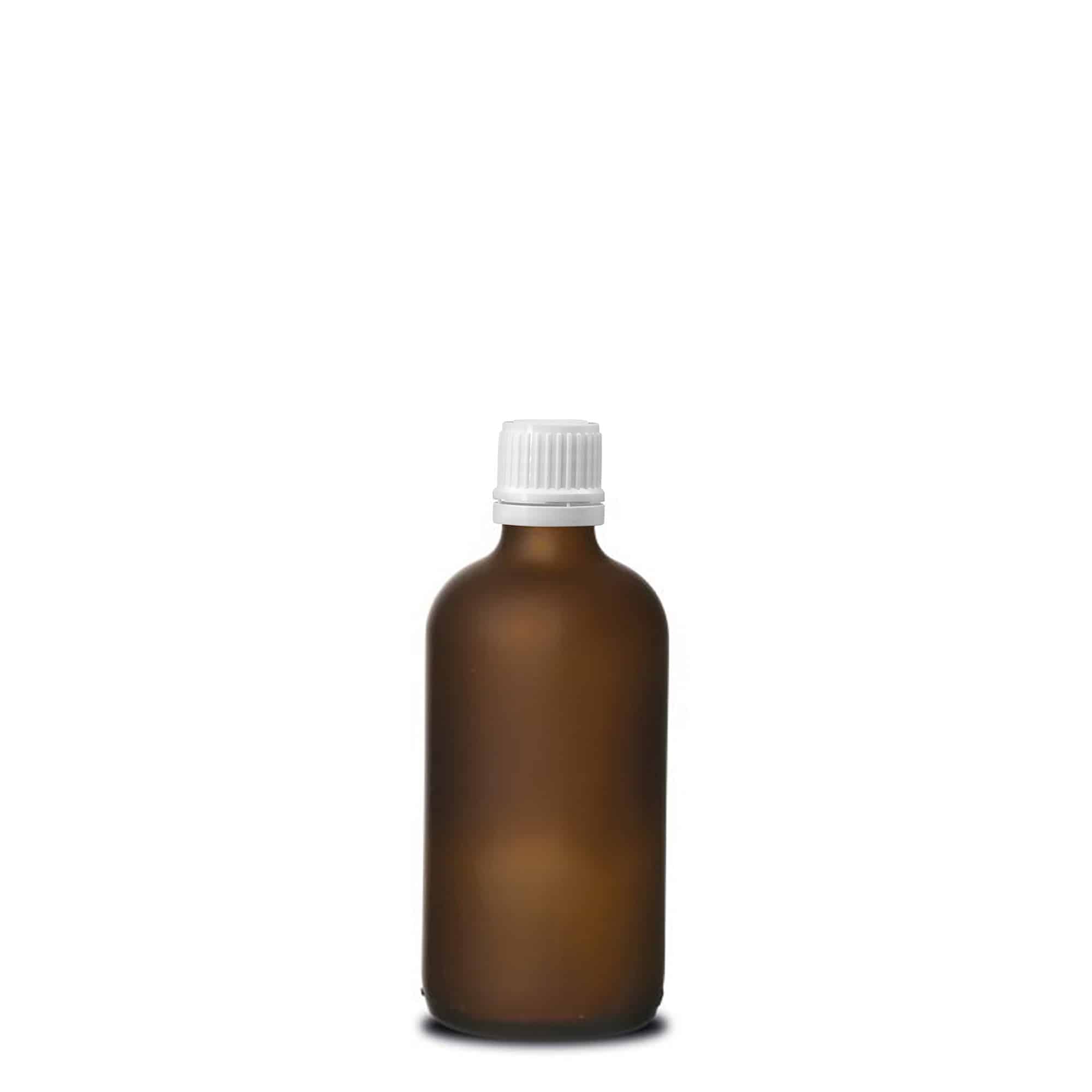 100 ml lääkepullo, lasia, ruskea huurrettu, suuaukko: DIN 18