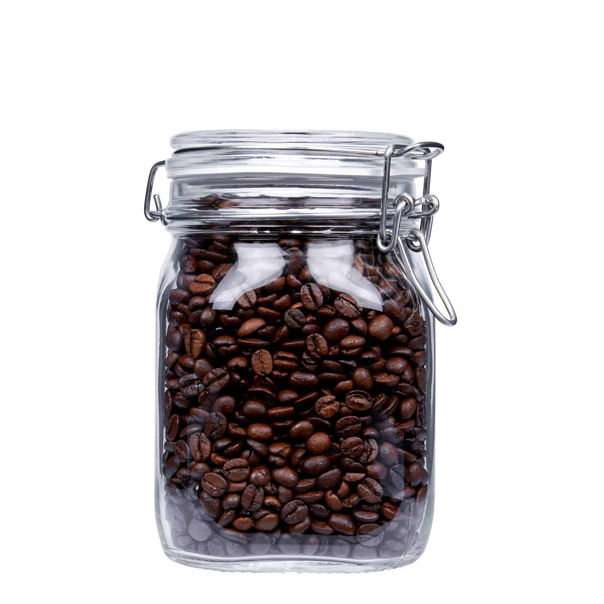 1000 ml patenttikorkkilasipurkki 'Fido', neliö, suu: patenttikorkki