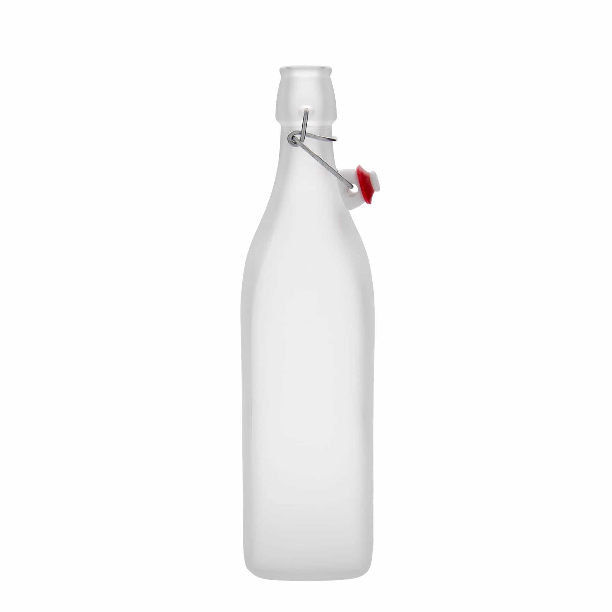 1000 ml lasipullo 'Swing, neliö, valk., suu: patenttikorkki