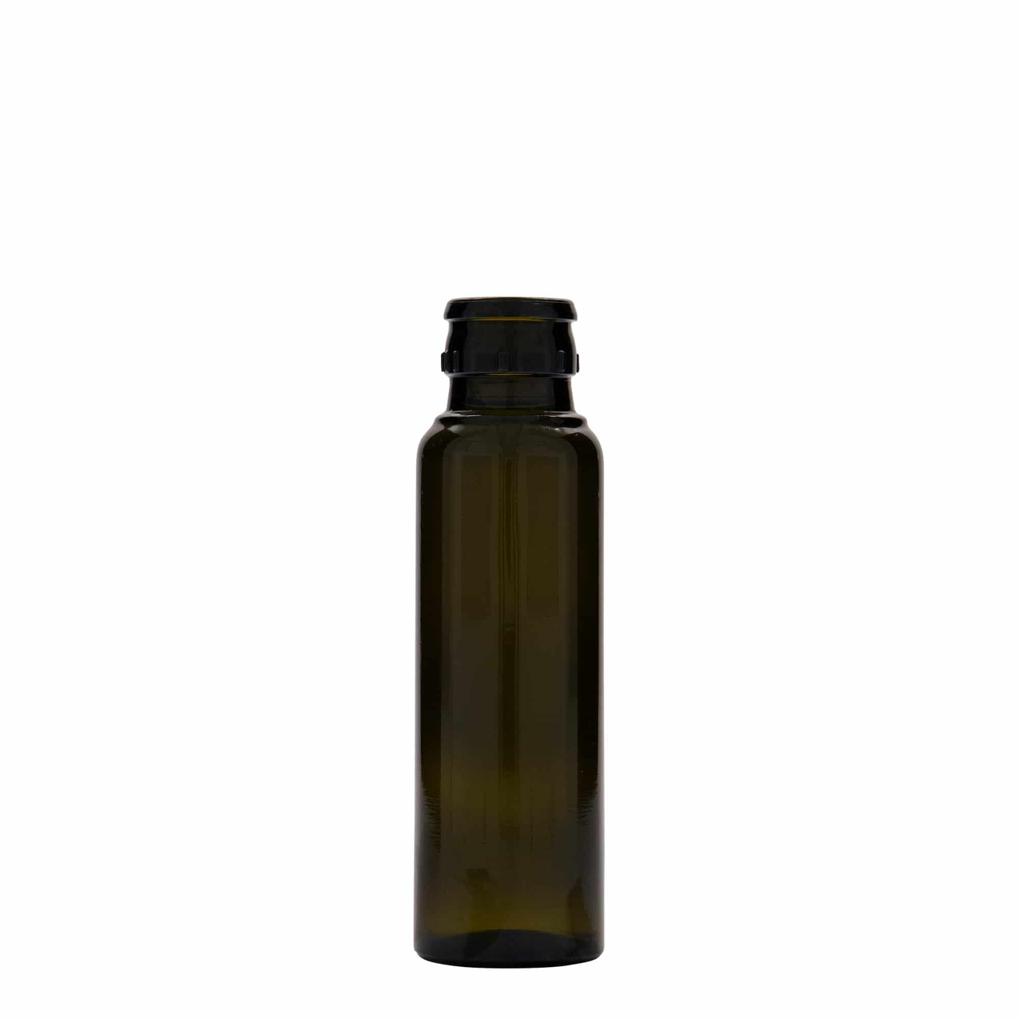 100 ml etikka-/öljypullo 'Willy New', lasia, antiikkivihreä, suuaukko: DOP