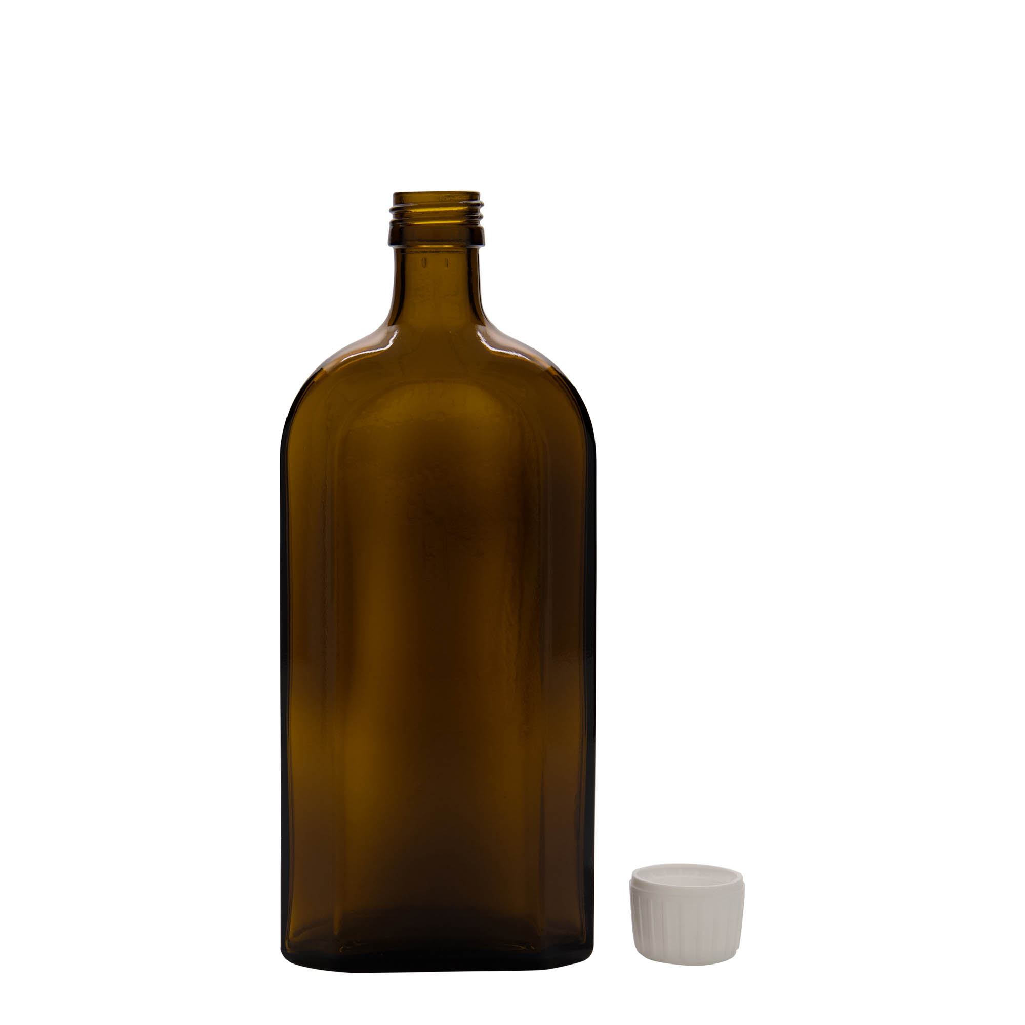 500 ml lääkepullo Meplat, soikea, lasi, ruskea, suuaukko: PP 28