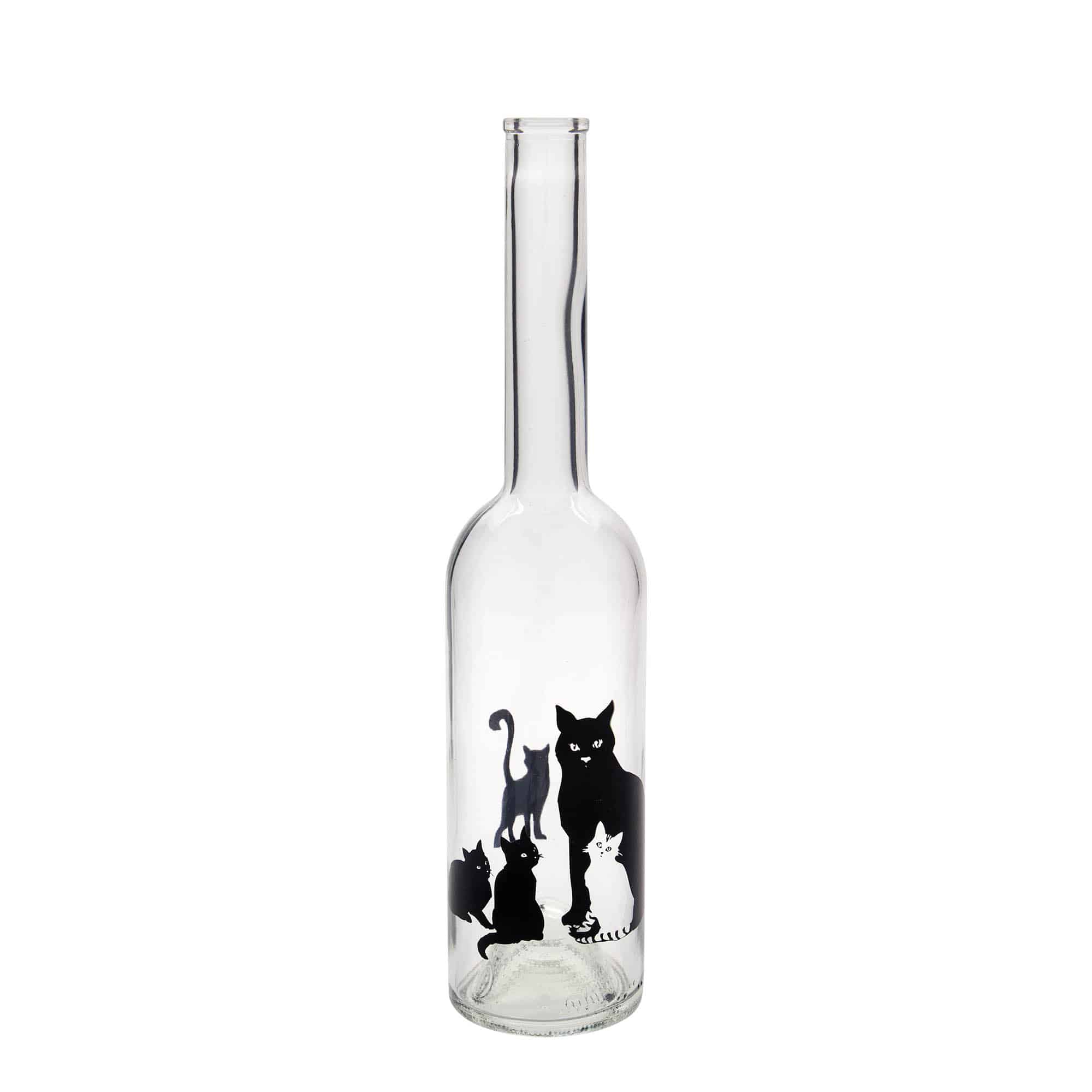 500 ml lasipullo 'Opera', kuvio: kissat, suuaukko: korkki 500 ml lasipullo 'Opera', kuvio: kissat, suuaukko: korkki