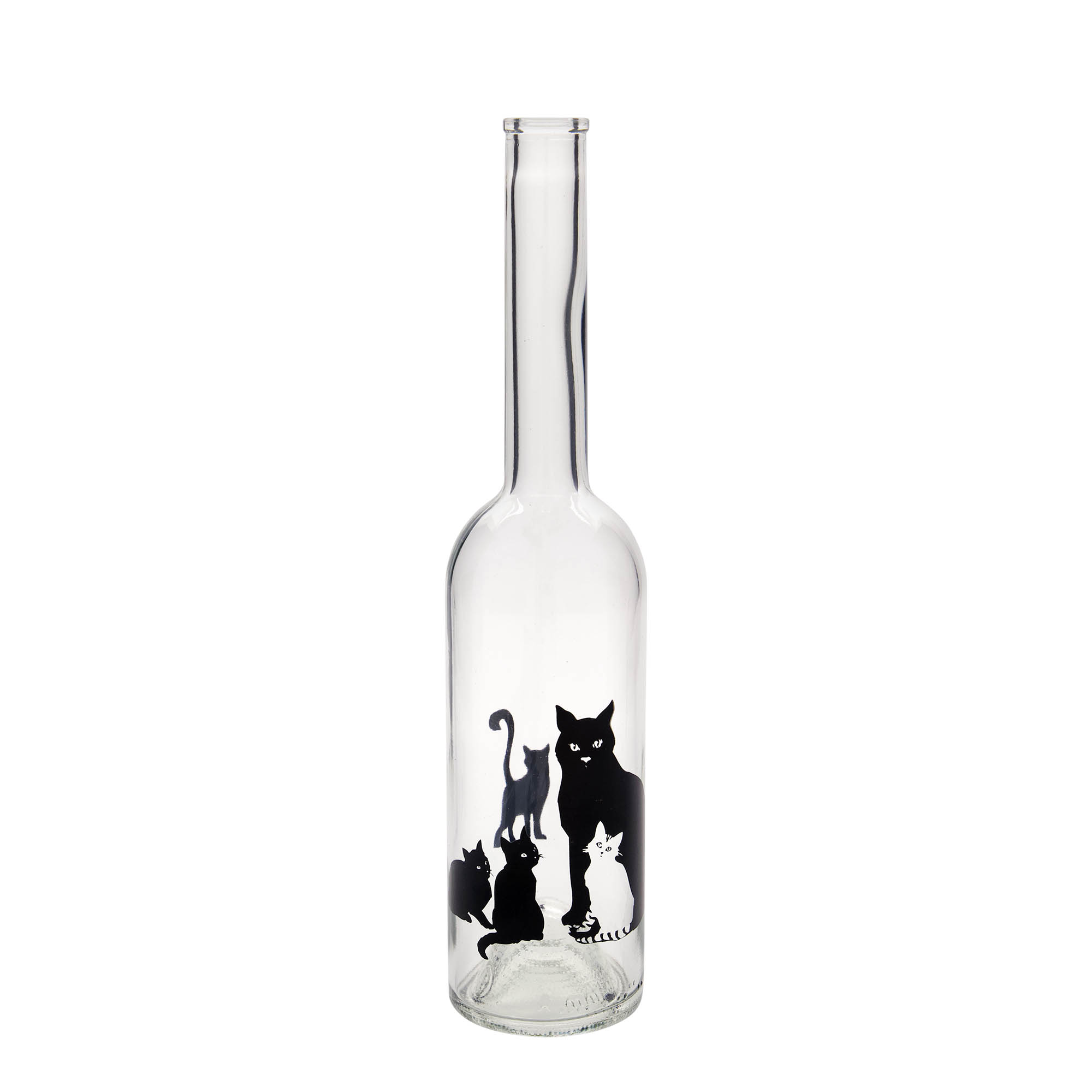 500 ml lasipullo 'Opera', kuvio: kissat, suuaukko: korkki