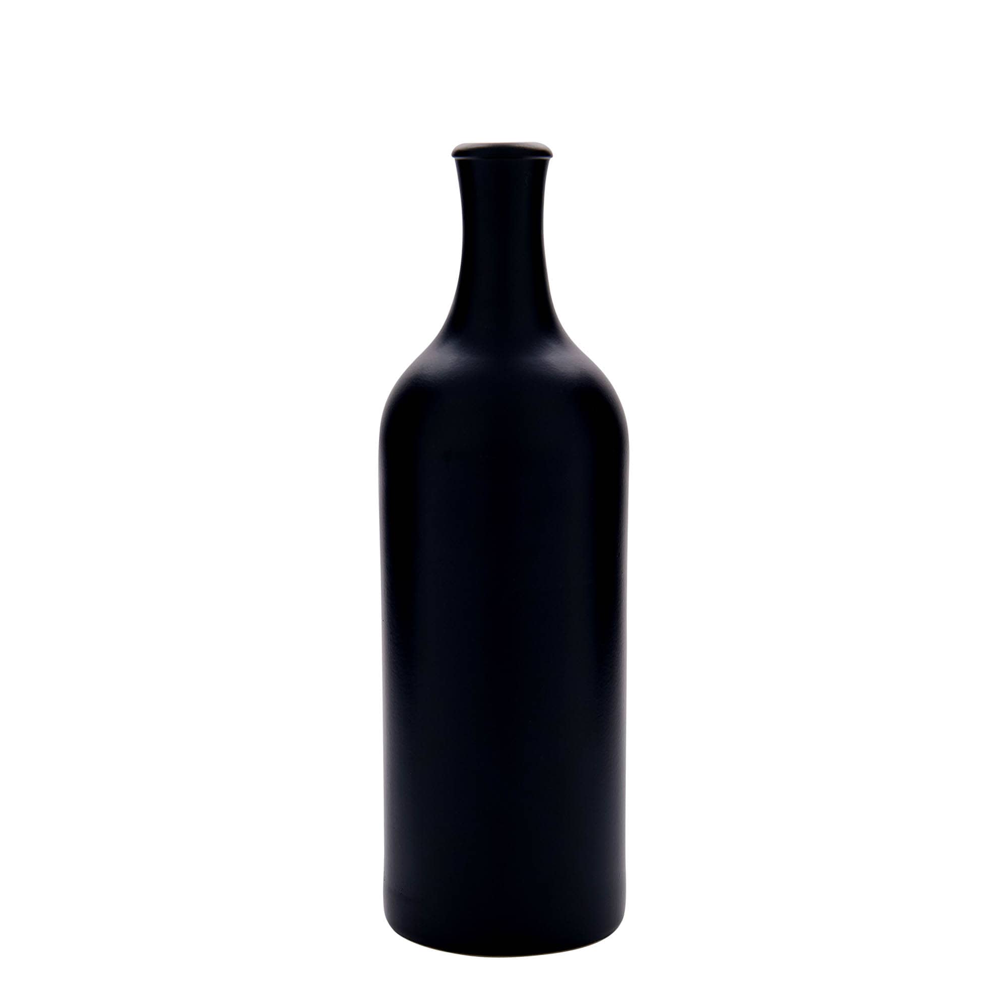 750 ml pitkäkaulainen saviruukku, musta, suuaukko: korkki