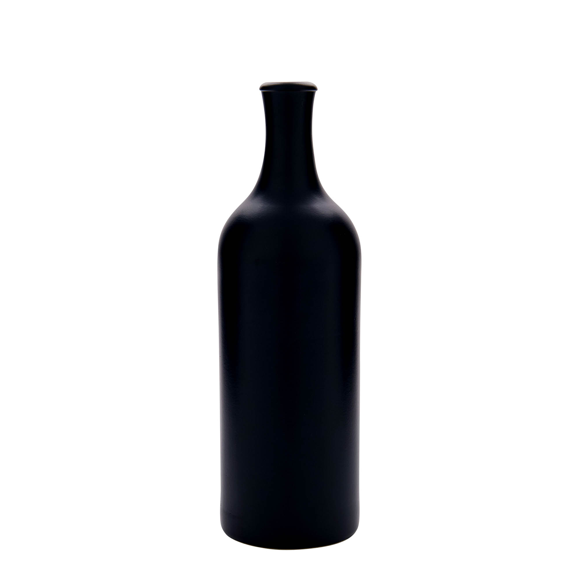 750 ml pitkäkaulainen saviruukku, musta, suuaukko: korkki