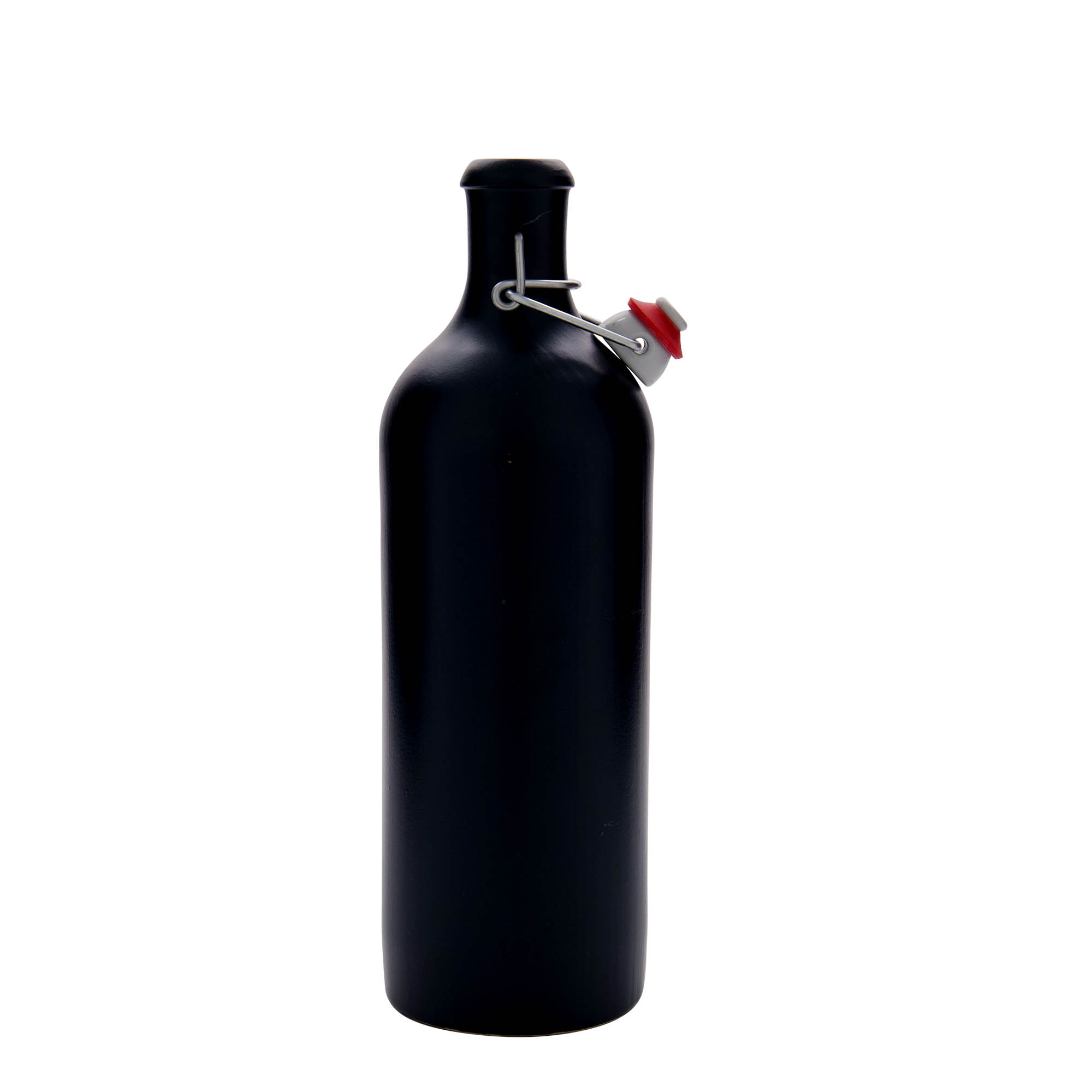 750 ml saviruukku, kivitavara, musta, suuaukko: saranakorkki