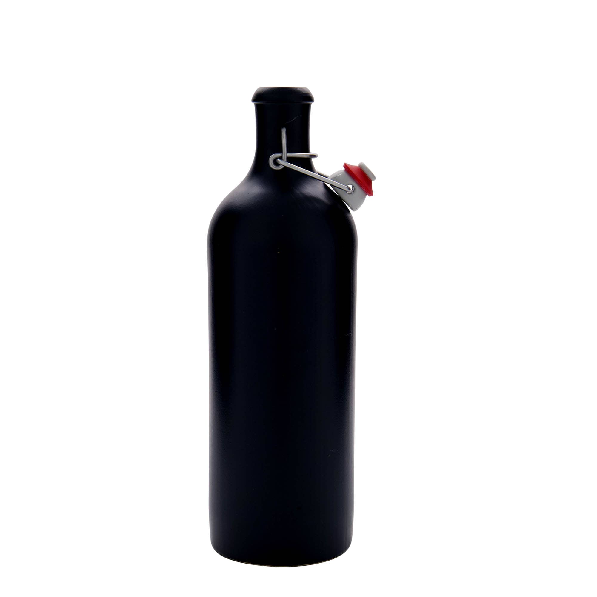 750 ml saviruukku, kivitavara, musta, suuaukko: saranakorkki