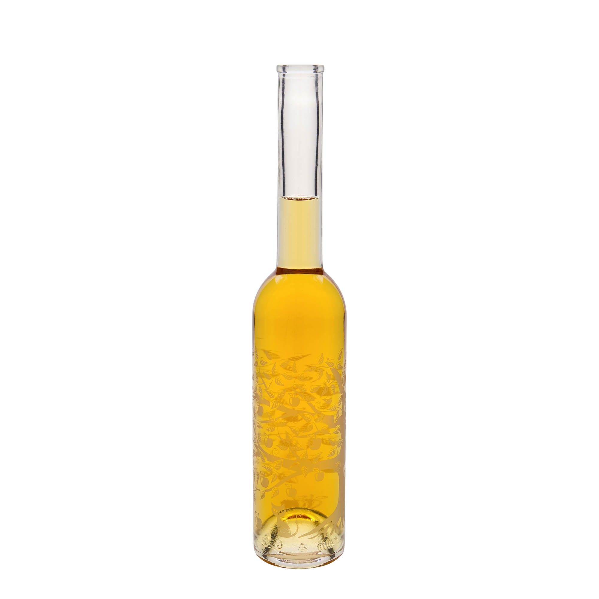 350 ml lasipullo 'Ooppera', kuvio: omenapuu, suu: korkki