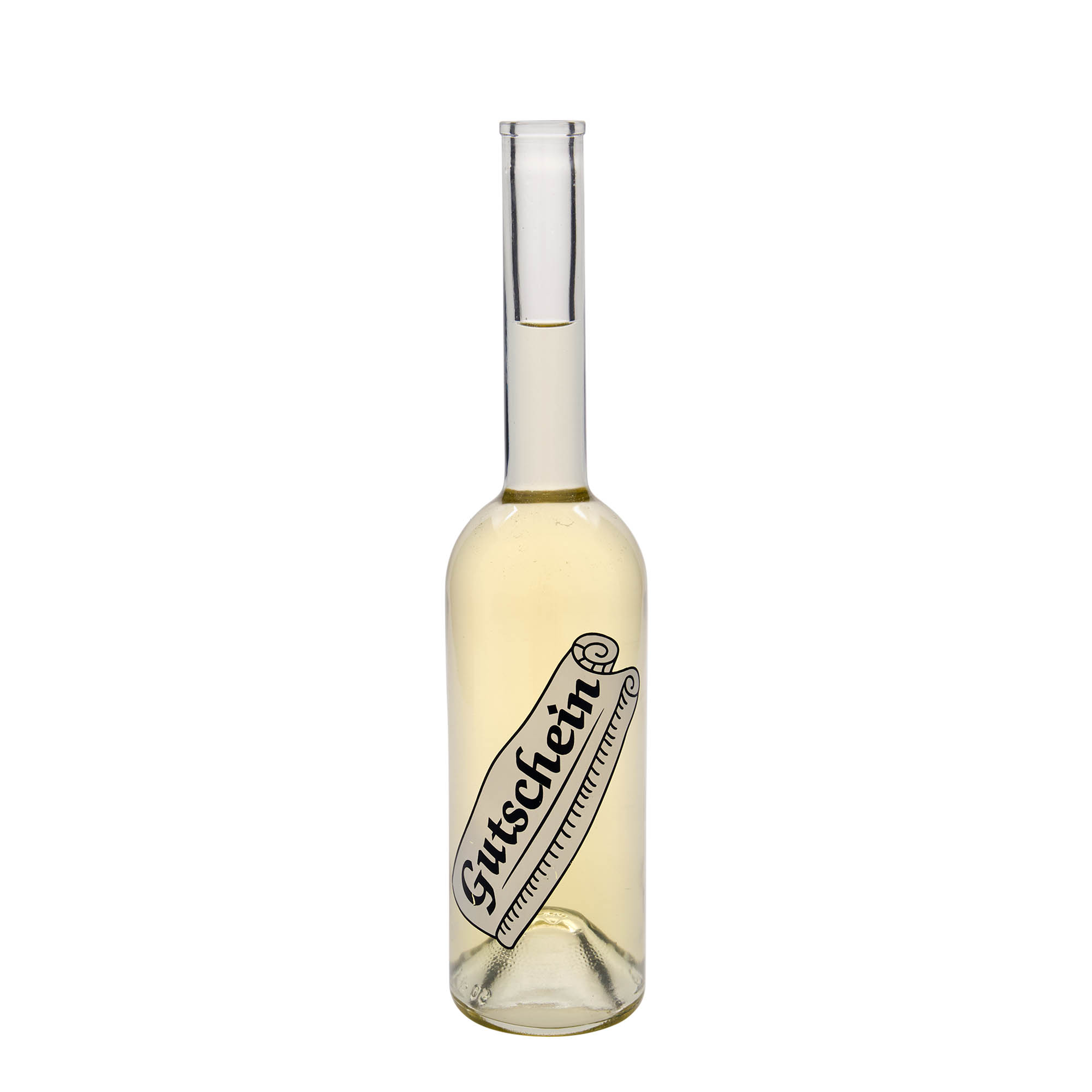 500 ml lasipullo 'Opera', kuvio: lahjakortti, suuaukko: korkki