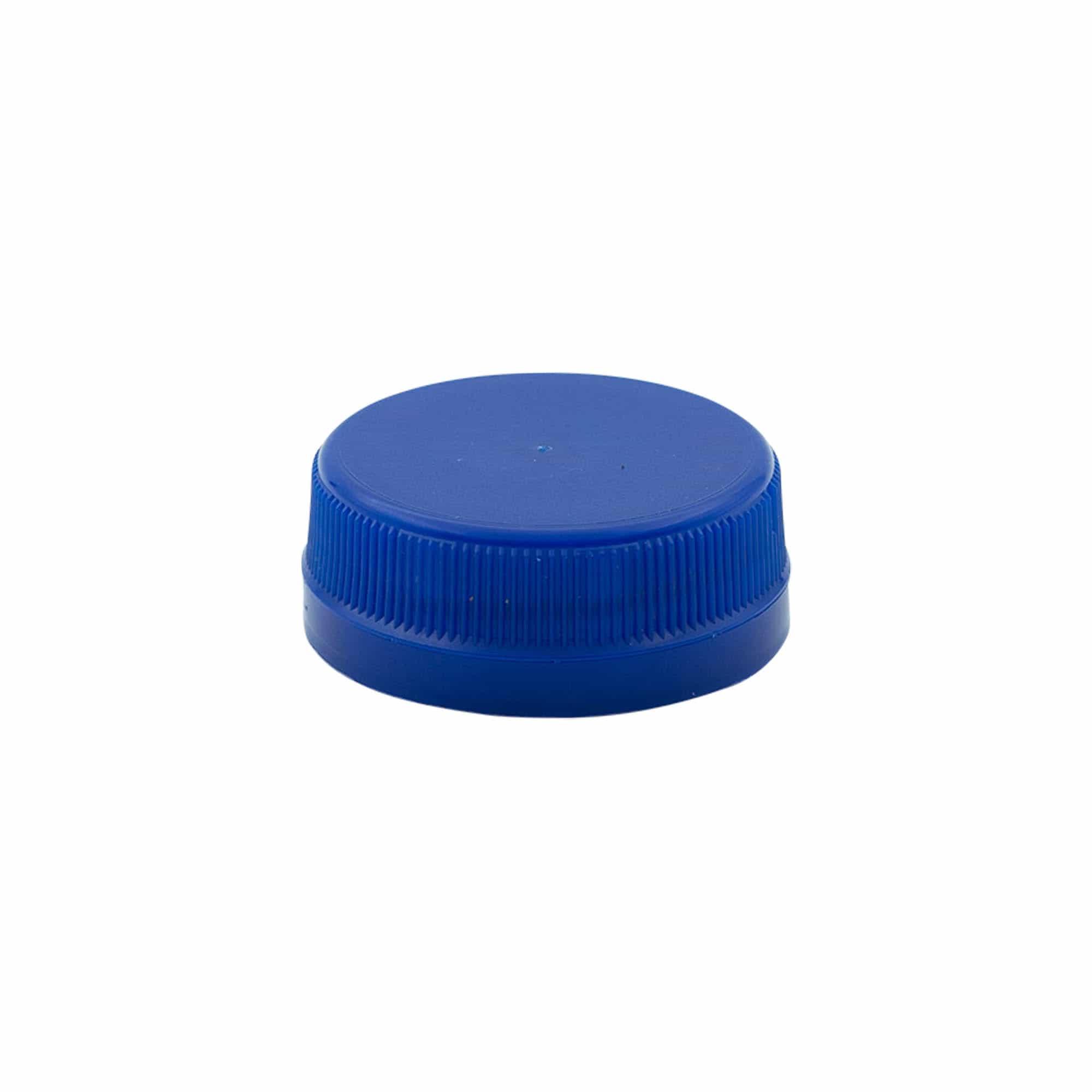 Kierrettävä suljin, kaksijuoksuinen kierre, PE-muovi, sininen, suulle: PET 38 mm
