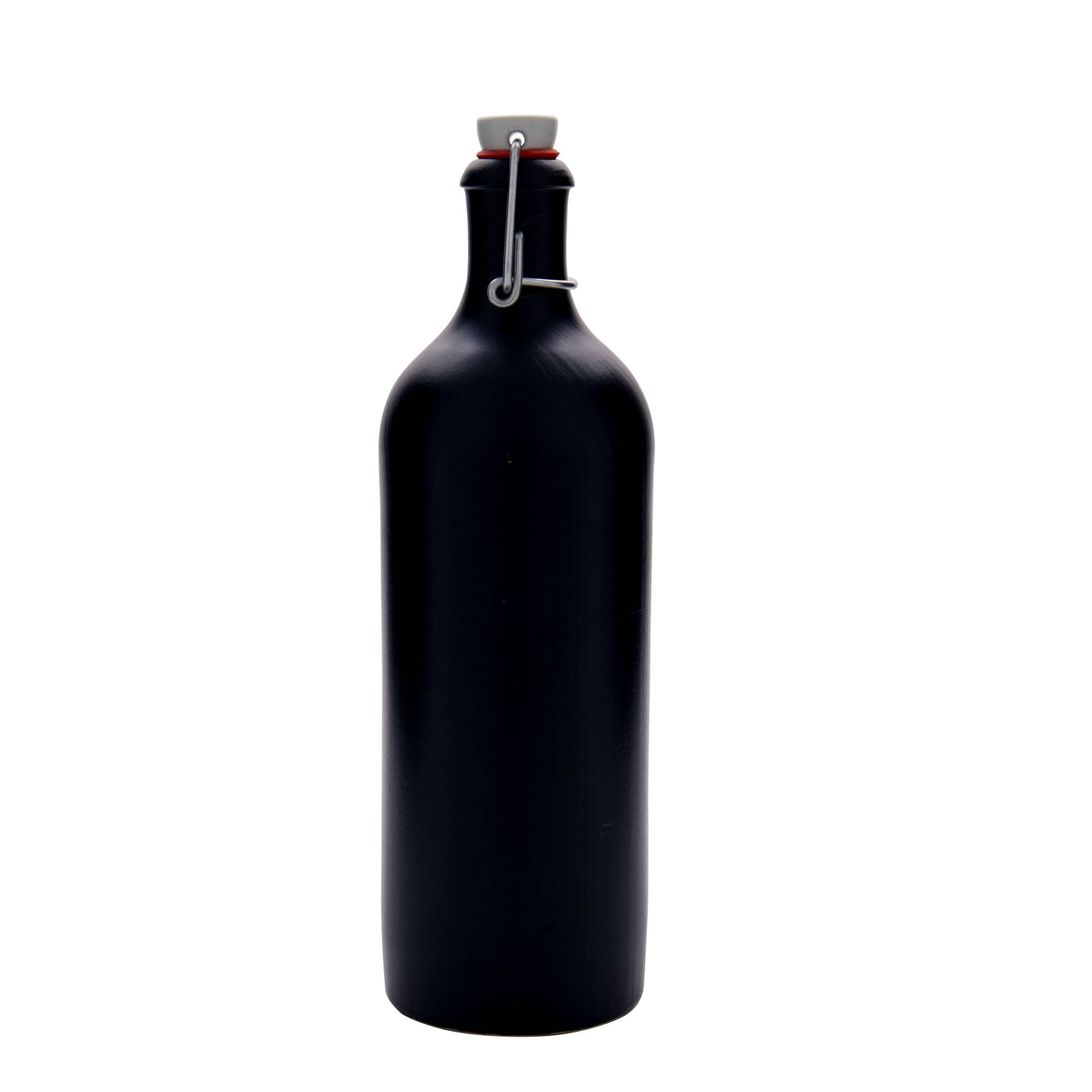 750 ml saviruukku, kivitavara, musta, suuaukko: saranakorkki