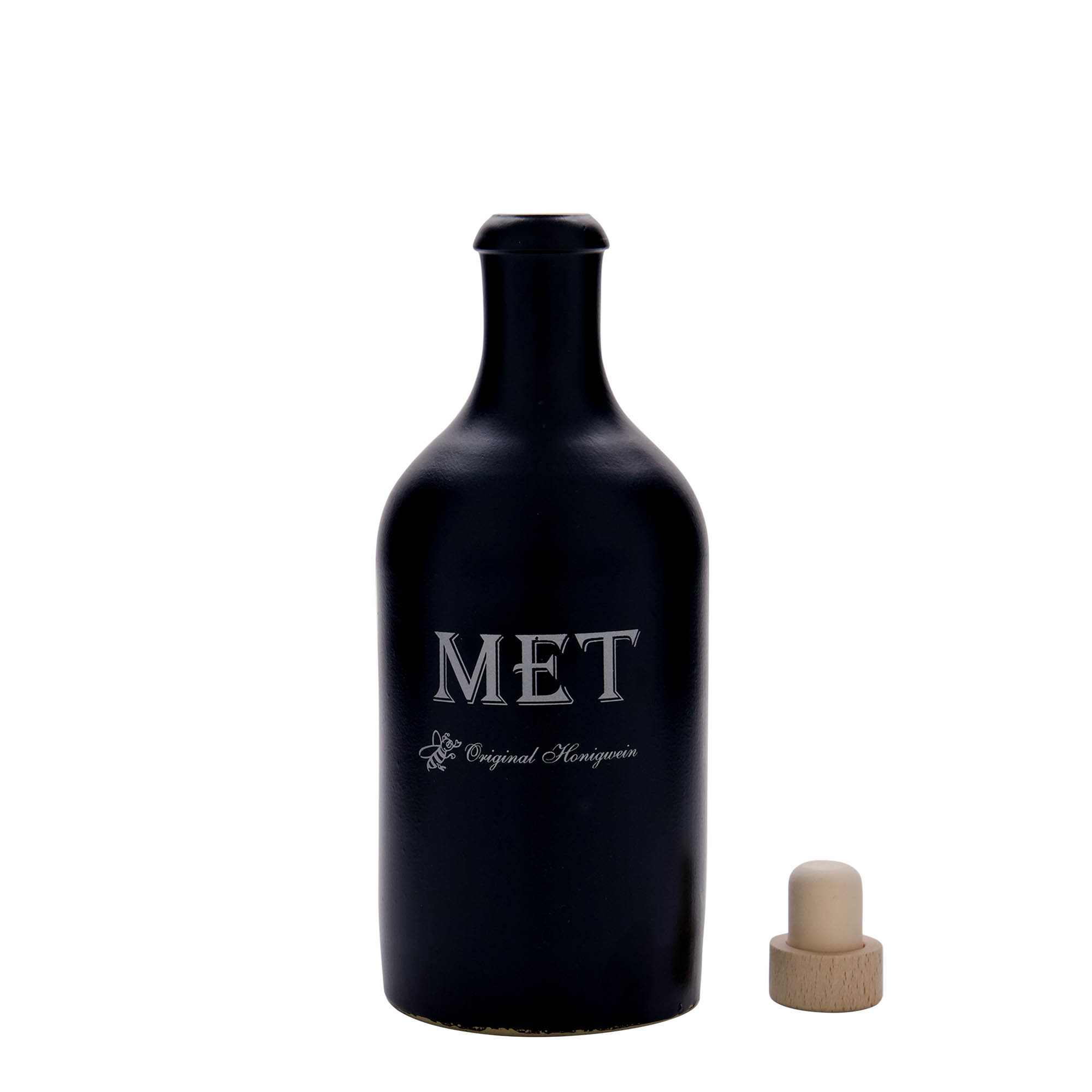500 ml tonkannu, aihe: met, saviastia, musta, suuaukko: korkki 500 ml tonkannu, aihe: met, saviastia, musta, suuaukko: korkki