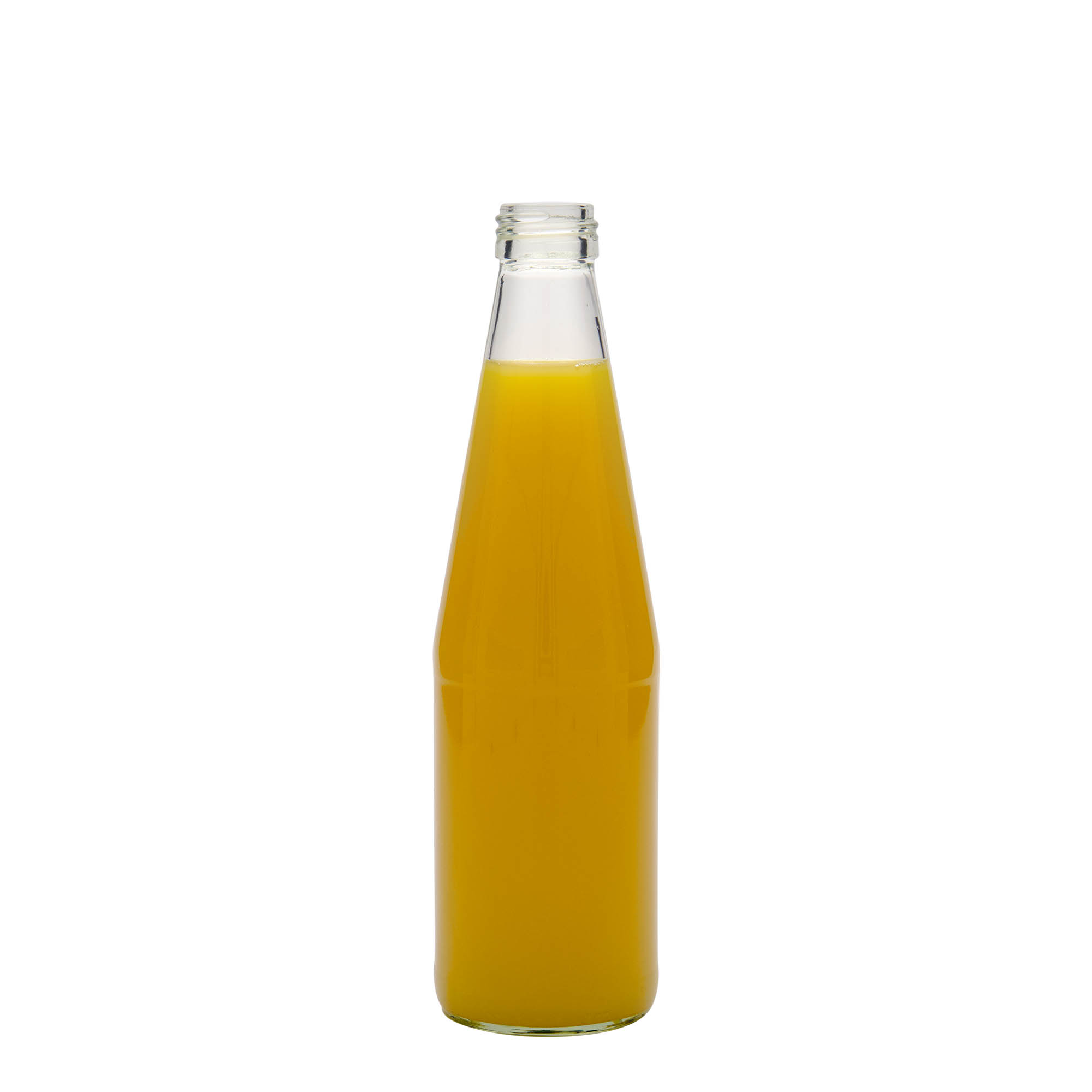 330 ml universaalipullo porkkananmuotoinen, lasia, suuaukko: PP 28 330 ml universaalipullo porkkananmuotoinen, lasia, suuaukko: PP 28