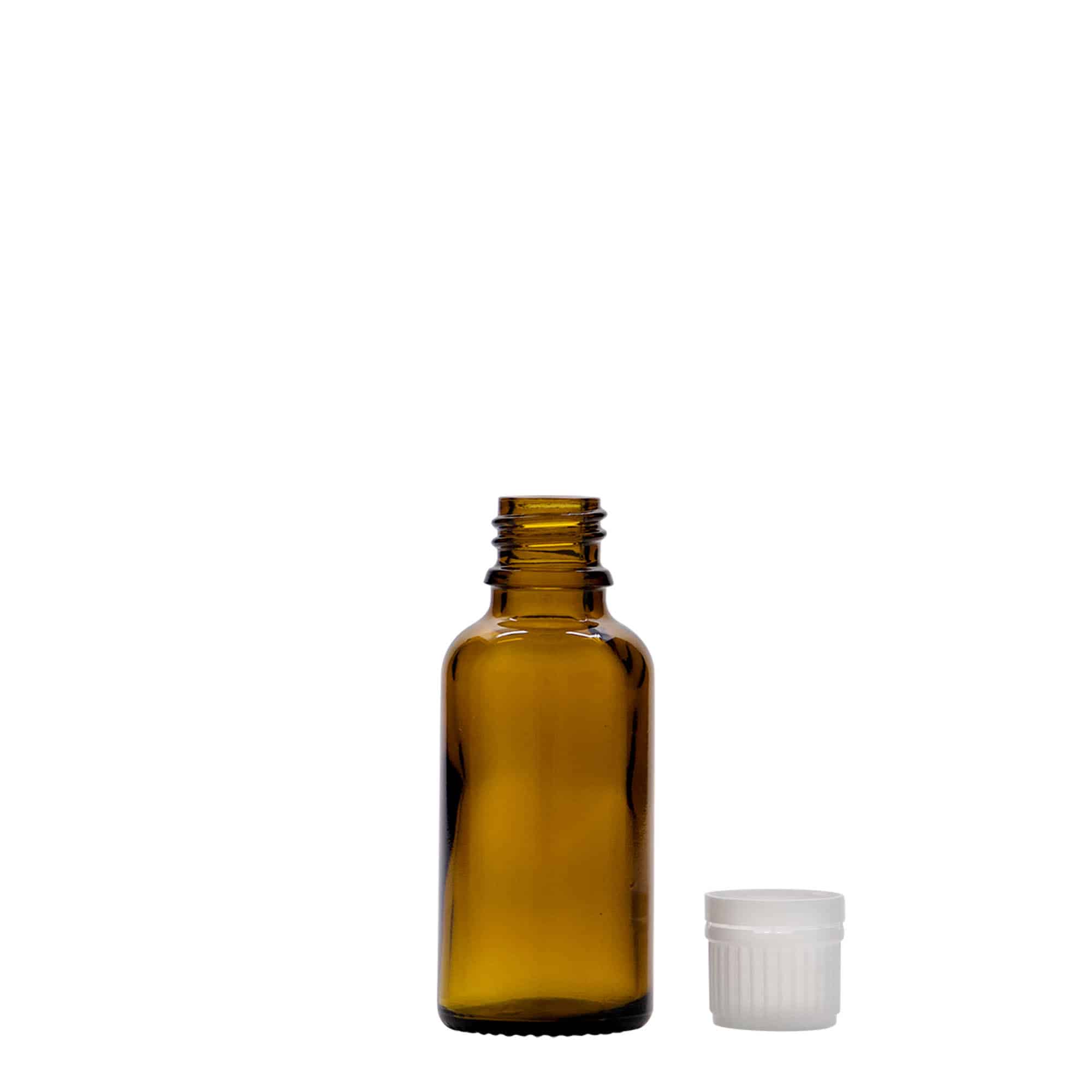 30 ml lääkepullo, lasi, ruskea, suu: DIN 18