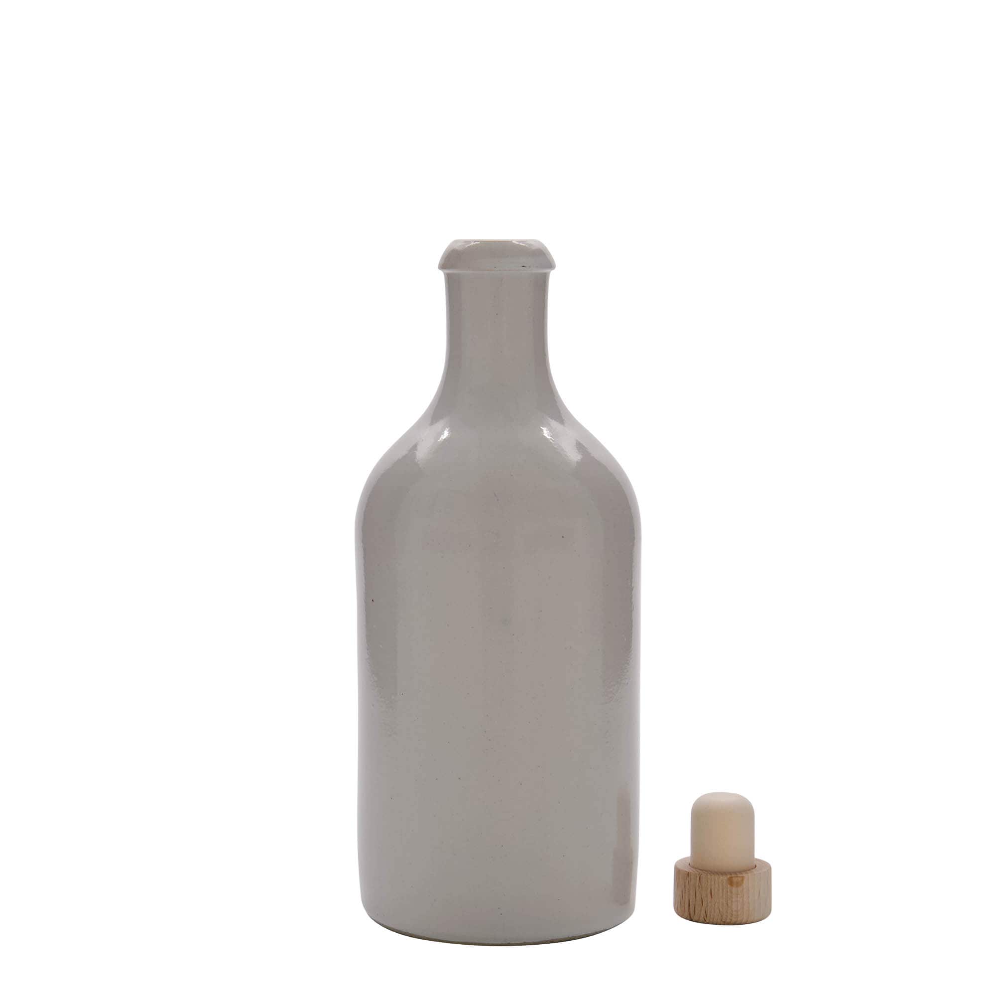 500 ml saviruukku, kivitavara, valkoinen, suuaukko: korkki