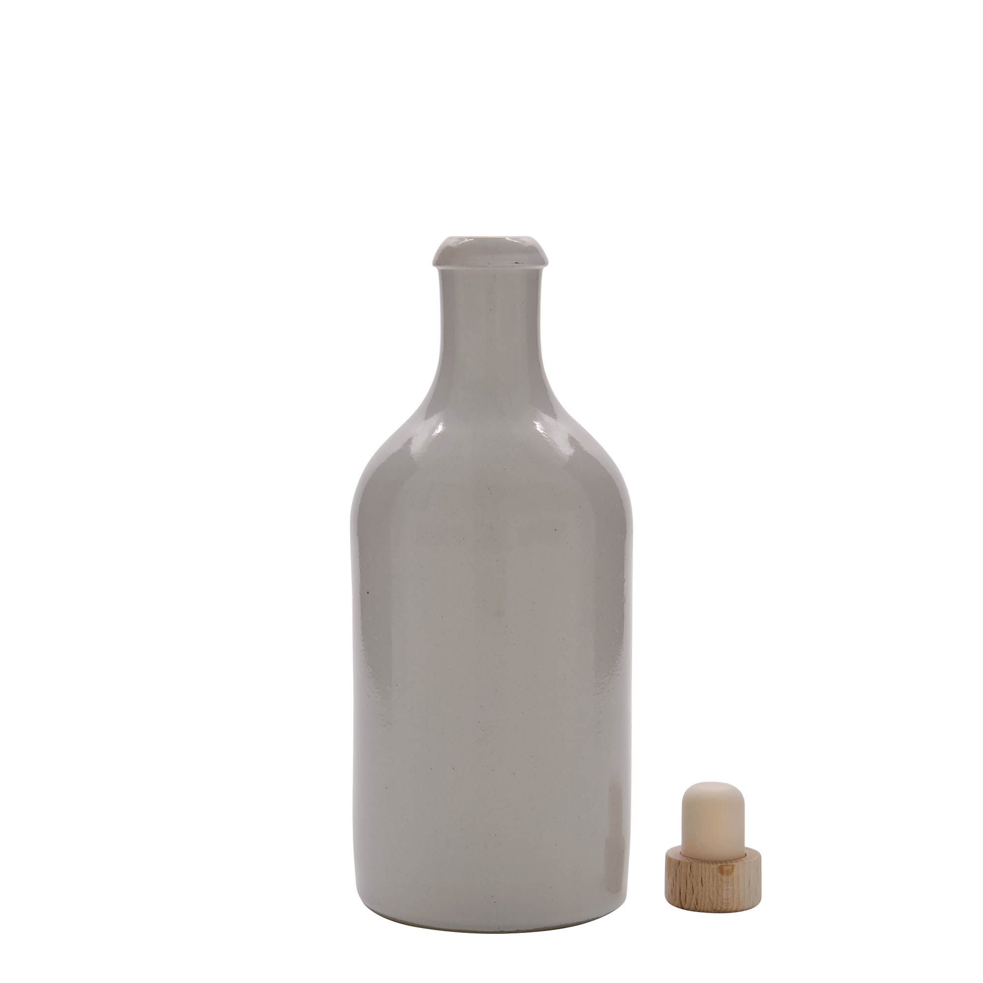 500 ml saviruukku, kivitavara, valkoinen, suuaukko: korkki