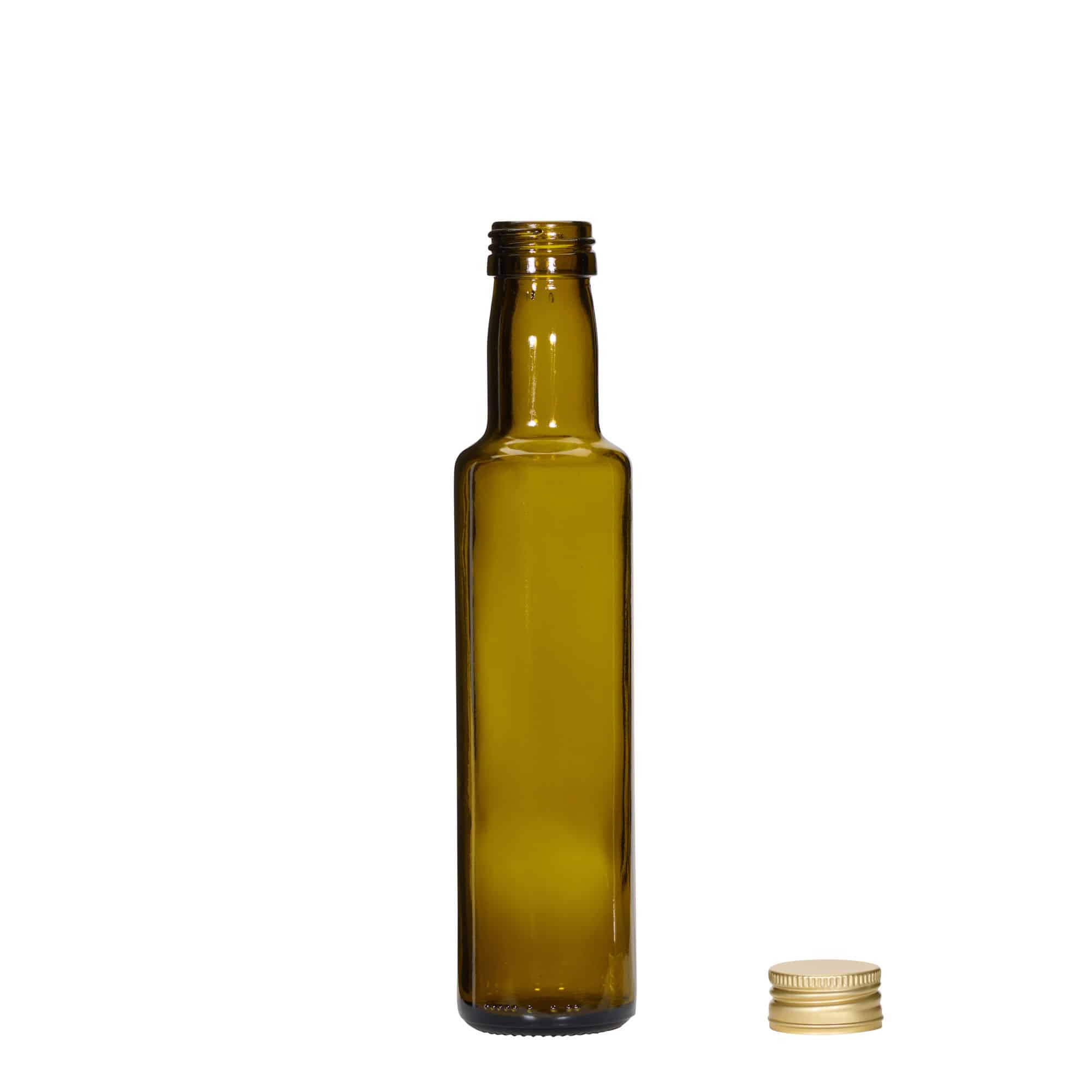 250 ml lasipullo 'Dorica', antiikinvihreä, suu: PP 31,5