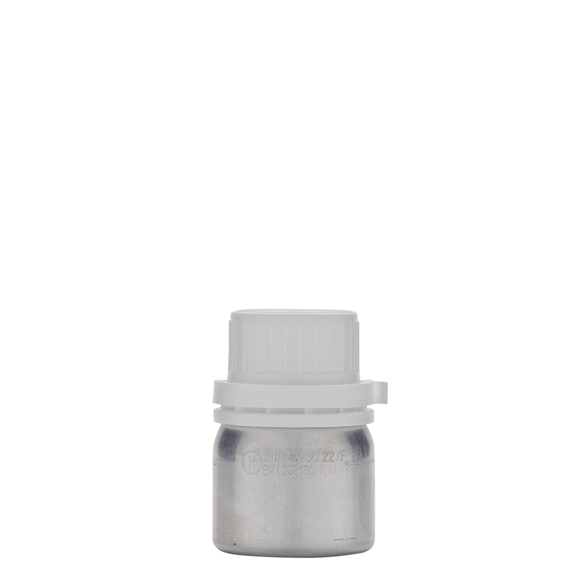 50 ml alumiinipullo, metalli, hopea, suuaukko: DIN 32