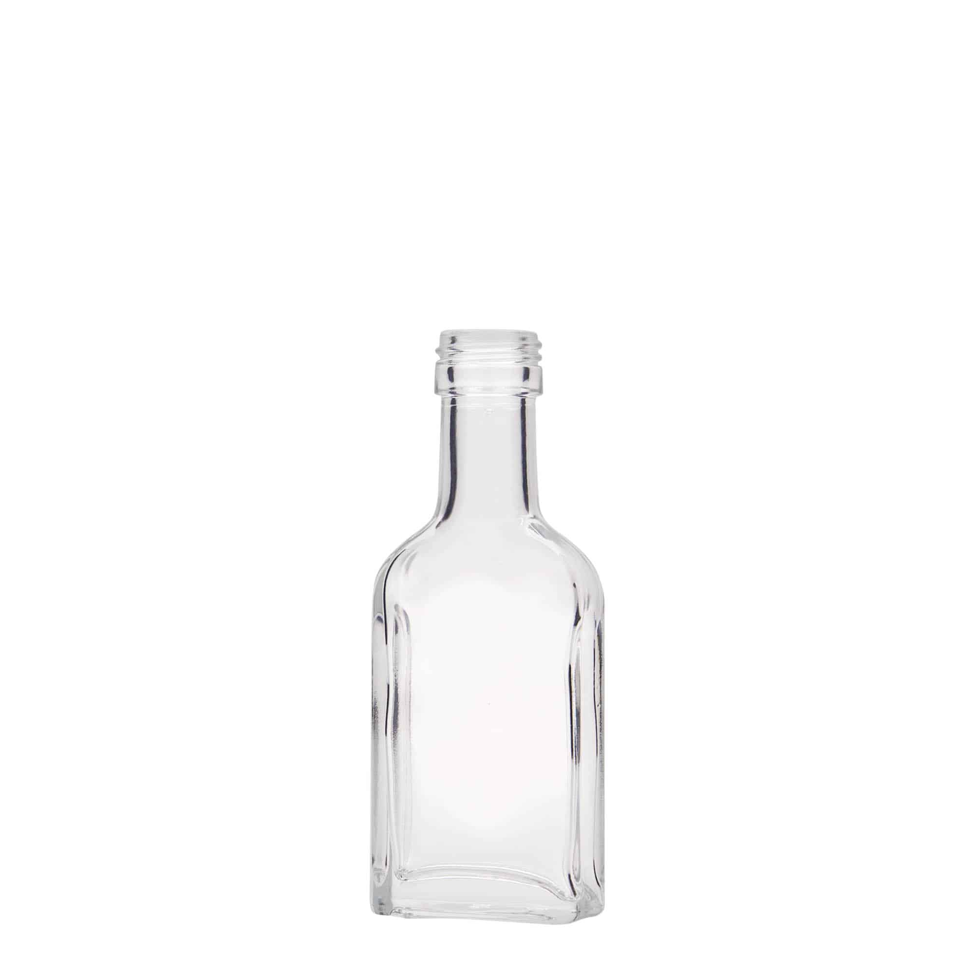 40 ml taskumatti pitkäkaul., nelikulm., lasi, suu: PP 22