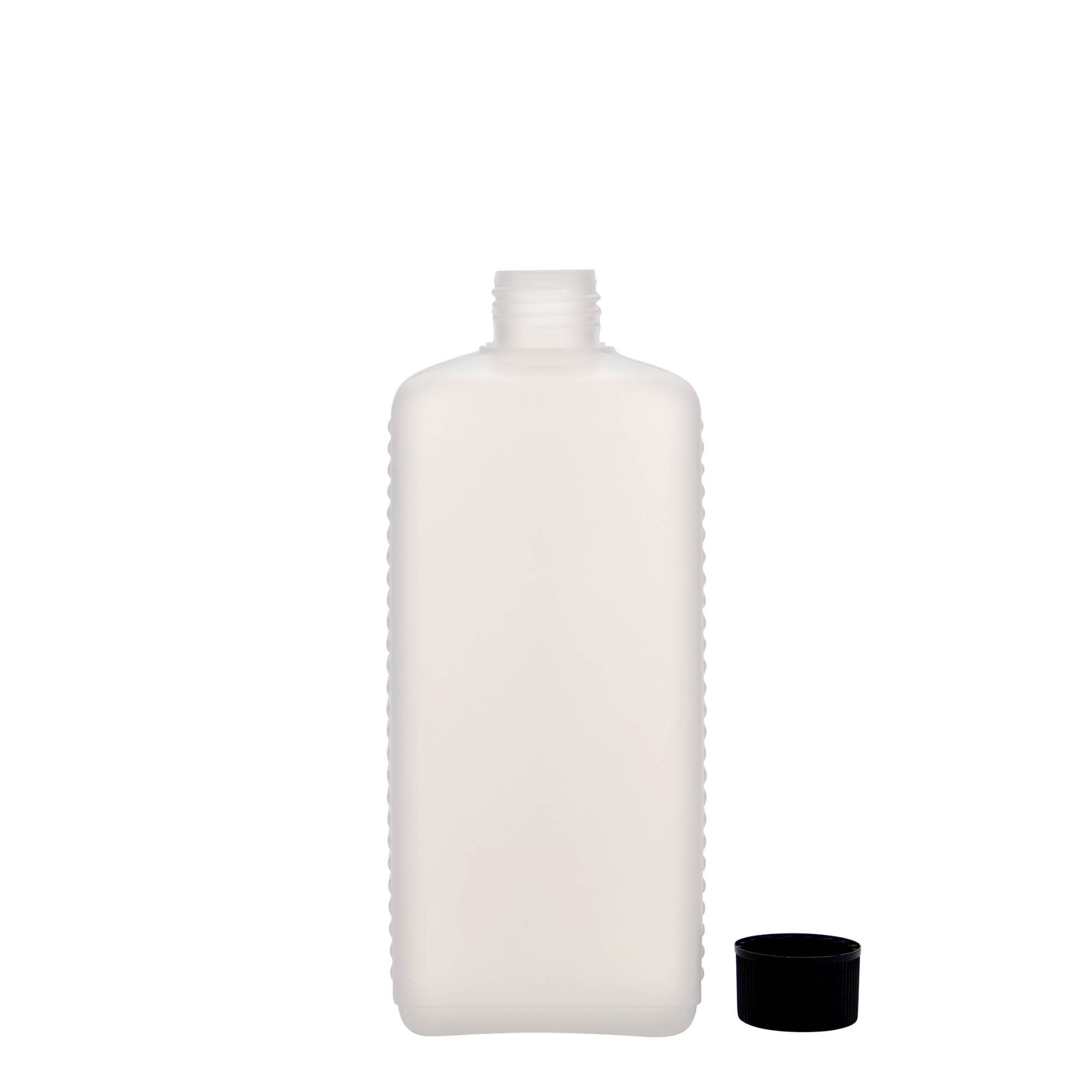 500 ml kanisteripullo, suorakaide, HDPE-muovi, luonnonvärinen, suuaukko: DIN 25 EPE