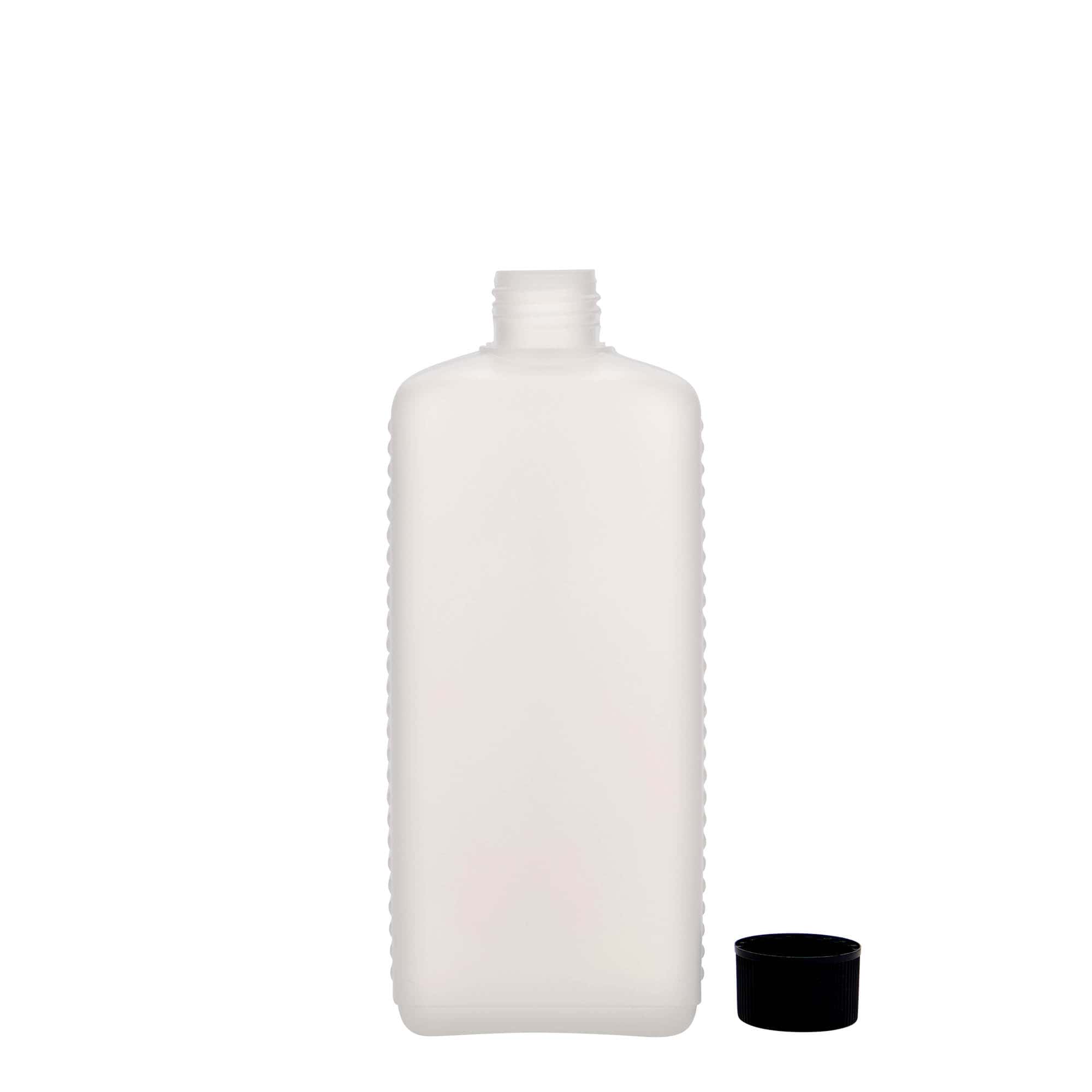 500 ml kanisteripullo, suorakaide, HDPE-muovi, luonnonvärinen, suuaukko: DIN 25 EPE