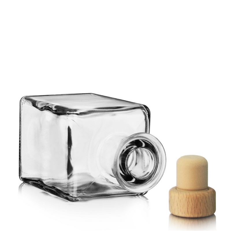 200 ml lasipullo 'Kubica', neliö, suu: korkki