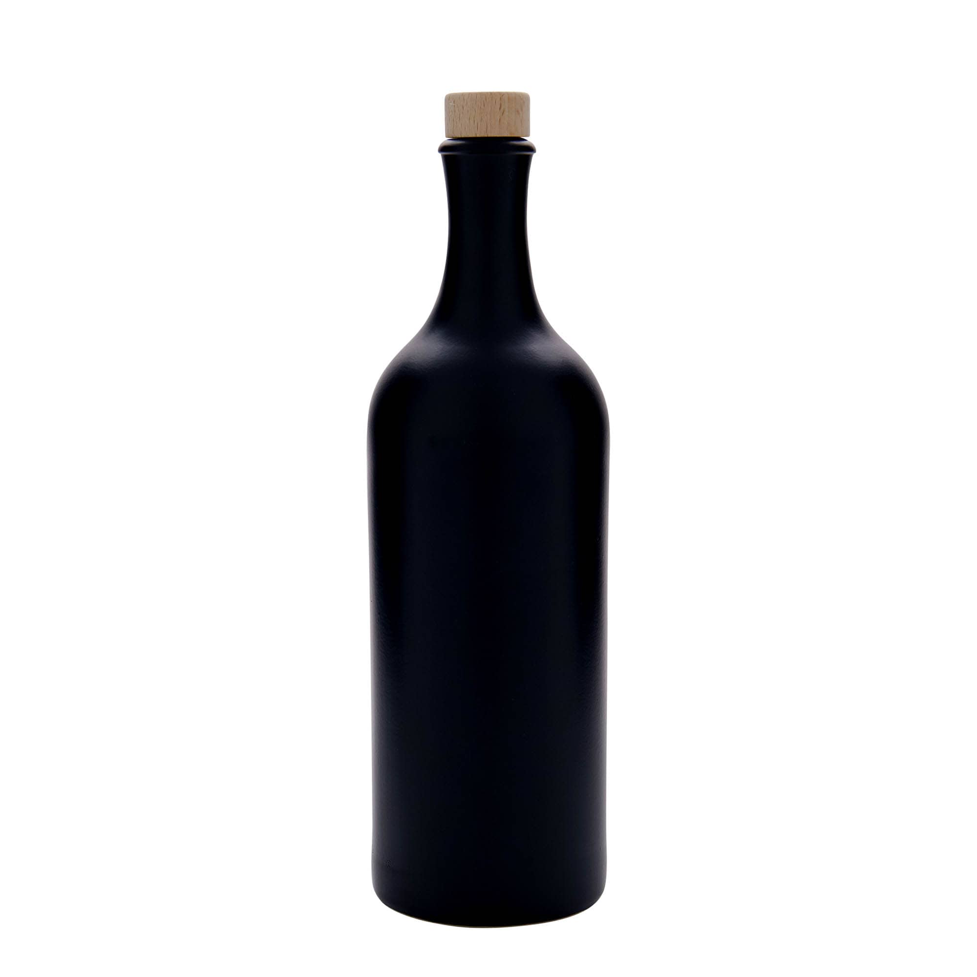 750 ml savituoppi pitkäkaul., keraaminen, musta, suu: korkki