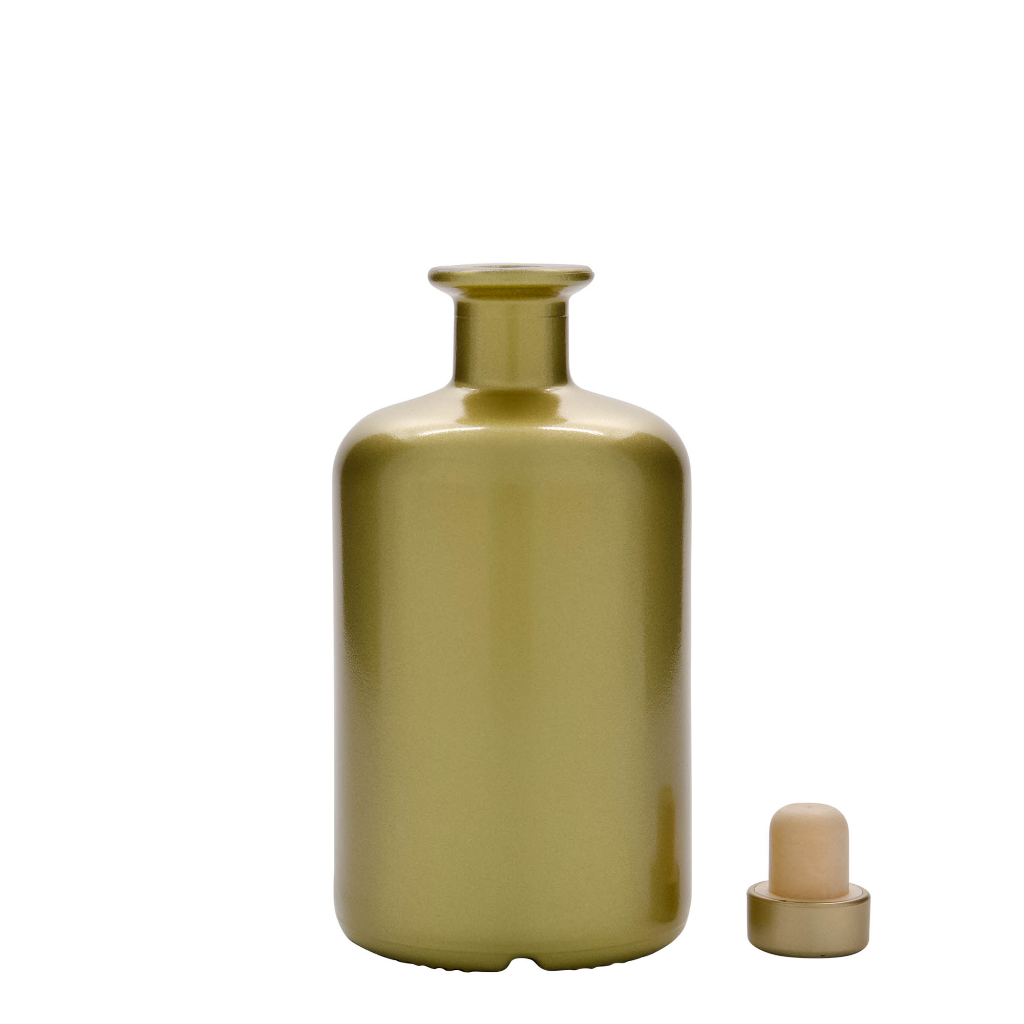 500 ml lasipullo apteekkari, kulta, suuaukko: korkki