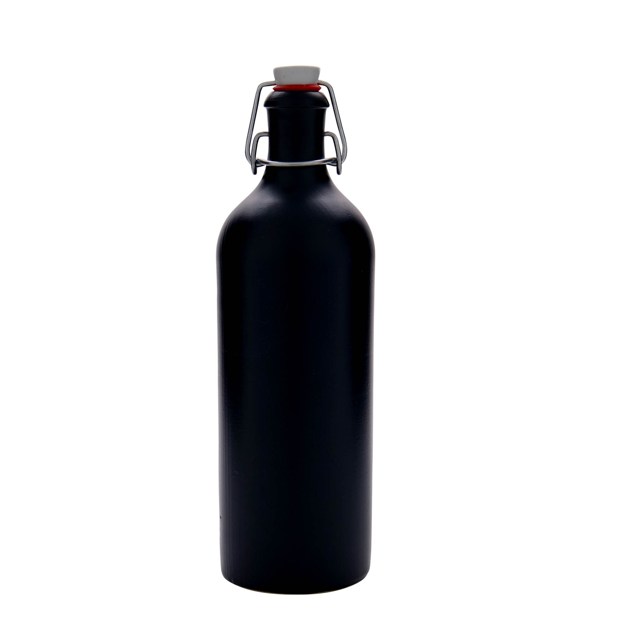 750 ml saviruukku, kivitavara, musta, suuaukko: saranakorkki