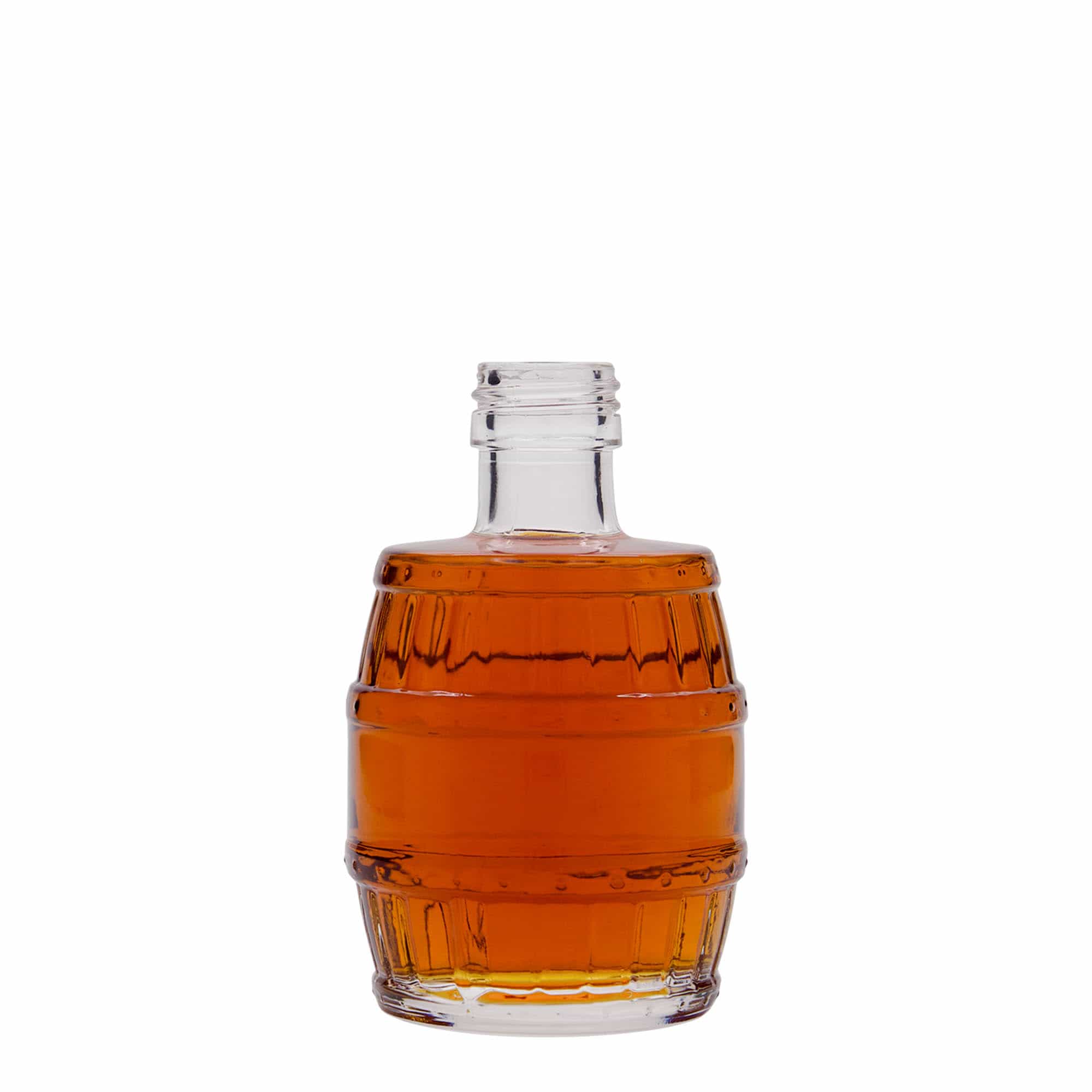 200 ml lasipullo 'tynnyri', suuaukko: PP 28 200 ml lasipullo 'tynnyri', suuaukko: PP 28