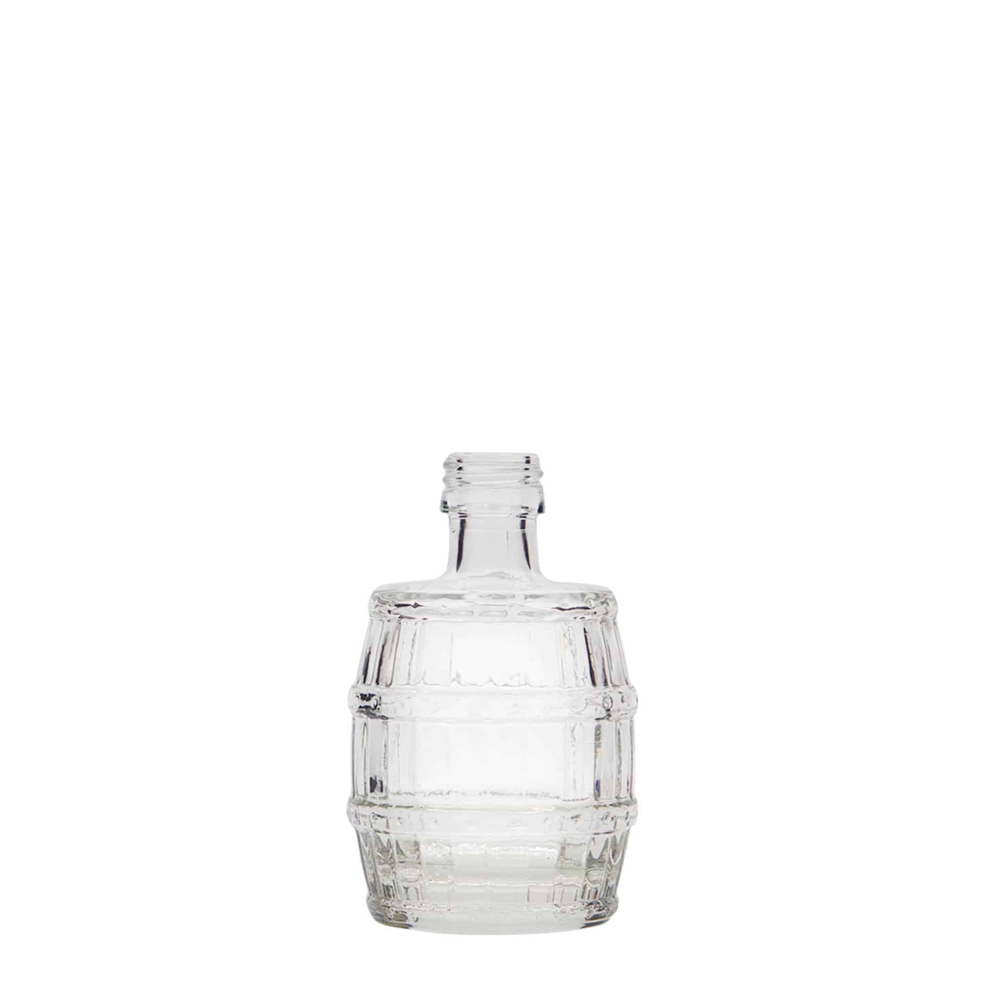 50 ml lasipullo ”tynnyri”, suuaukon koko: PP 18
