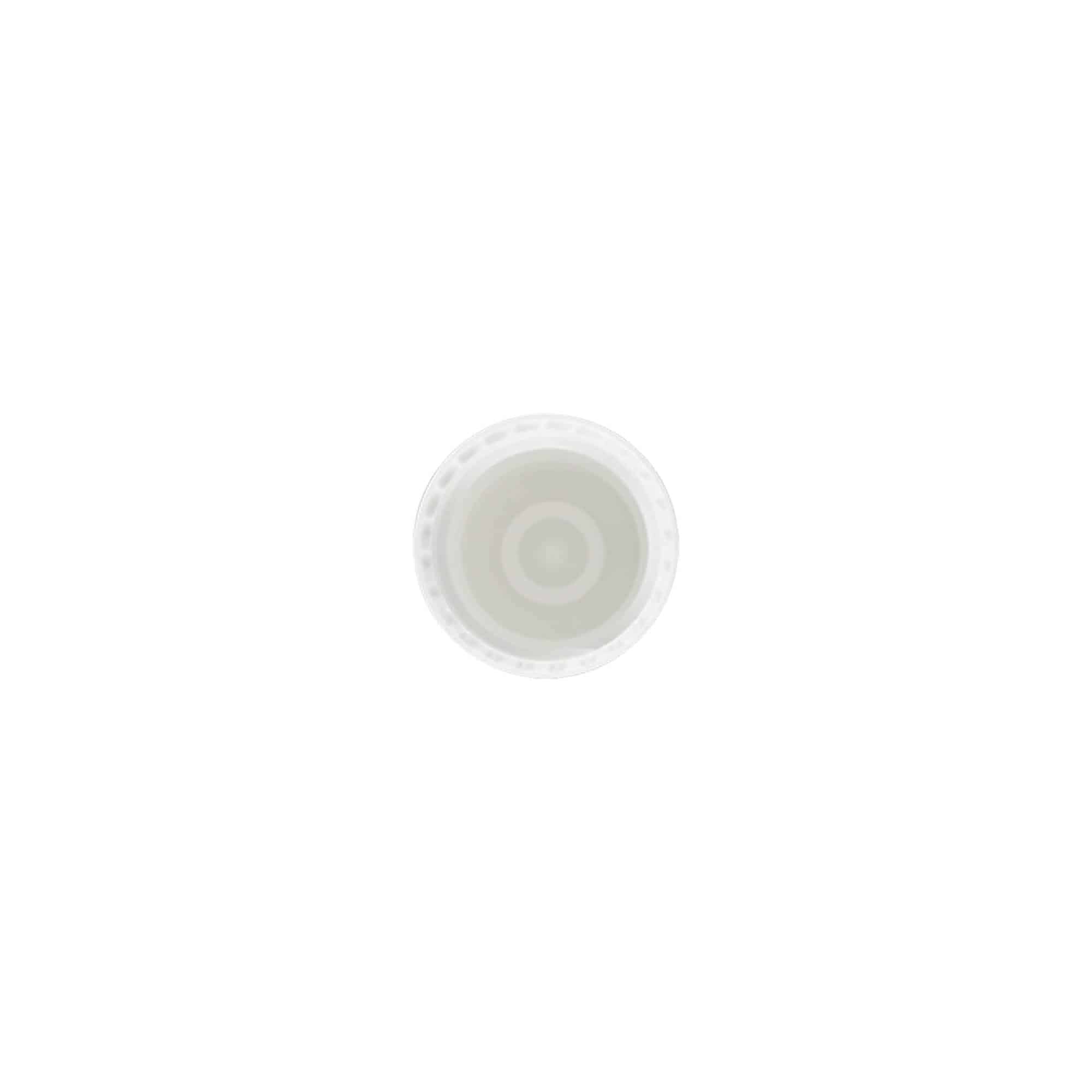 Korkki 10 ml Roll-On-pullolle, PP-muovi, valk., suu: Kierrekorkki