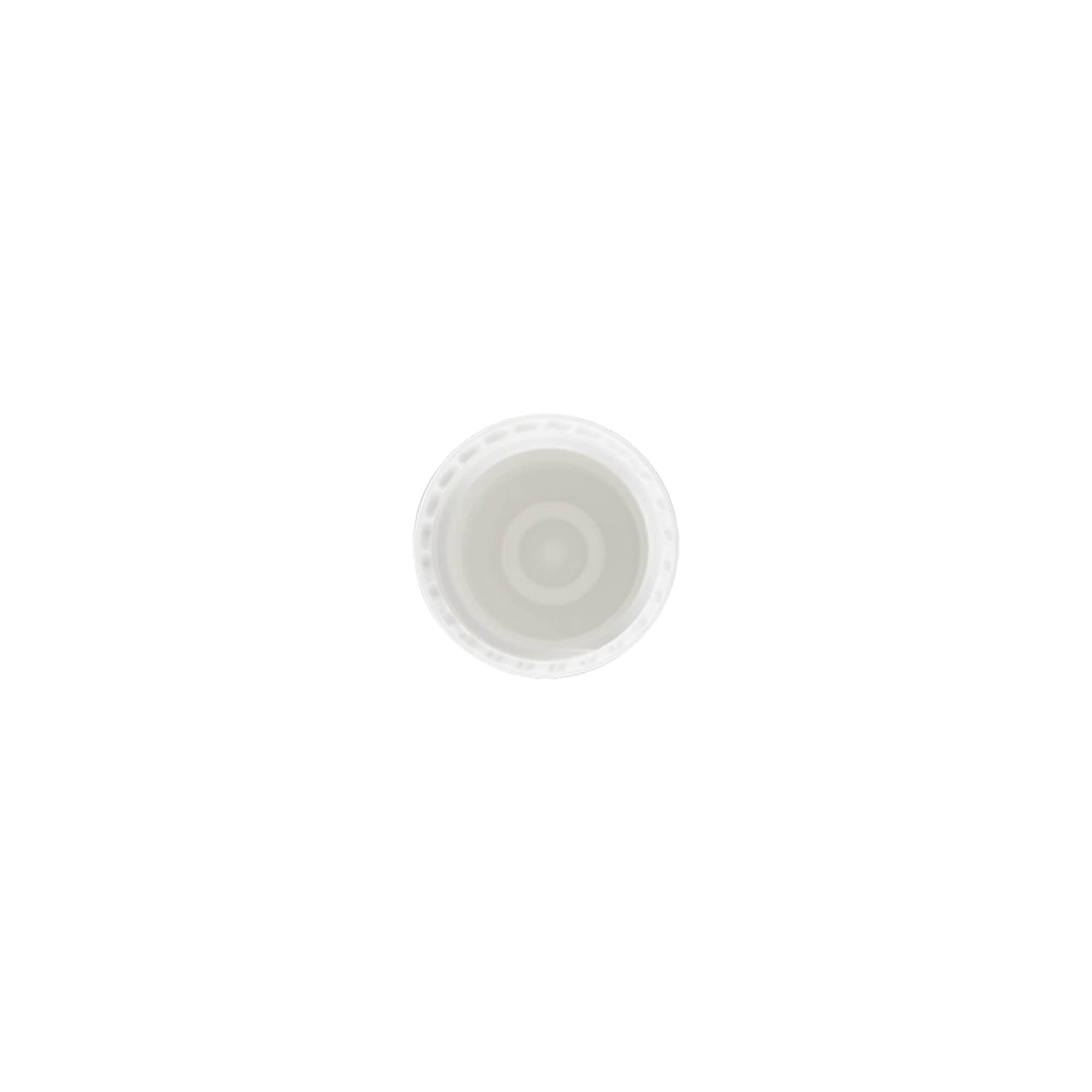 Korkki 10 ml roll-on-pulloon, PP-muovia, valkoinen, suukappaleelle: ruuvikorkki Korkki 10 ml roll-on-pulloon, PP-muovia, valkoinen, suukappaleelle: ruuvikorkki