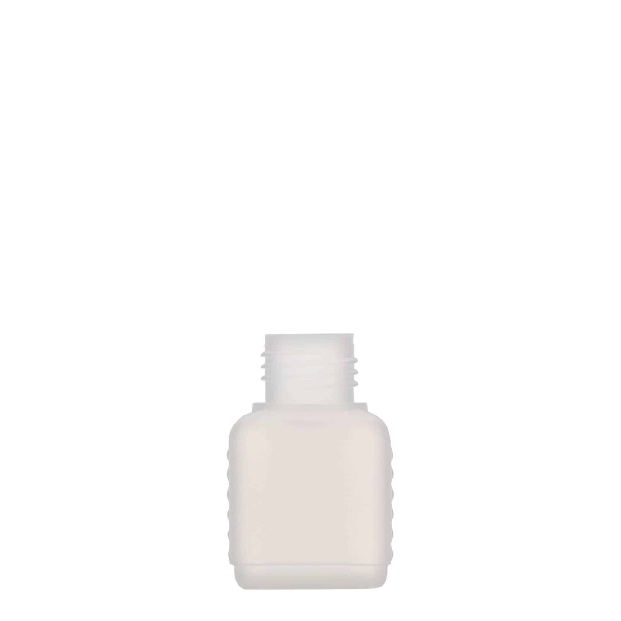 50 ml kanisteripullo, suorakaide, HDPE-muovi, luonnonvärinen, suuaukko: DIN 25