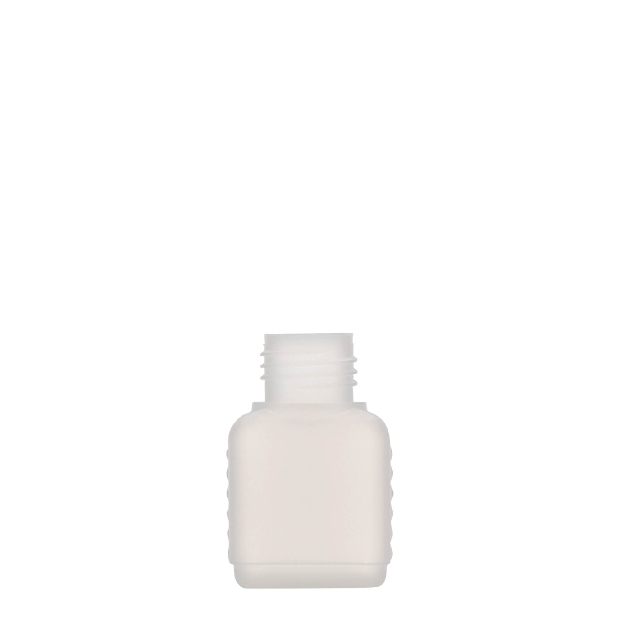 50 ml kanisteripullo, suorakaide, HDPE-muovi, luonnonvärinen, suuaukko: DIN 25