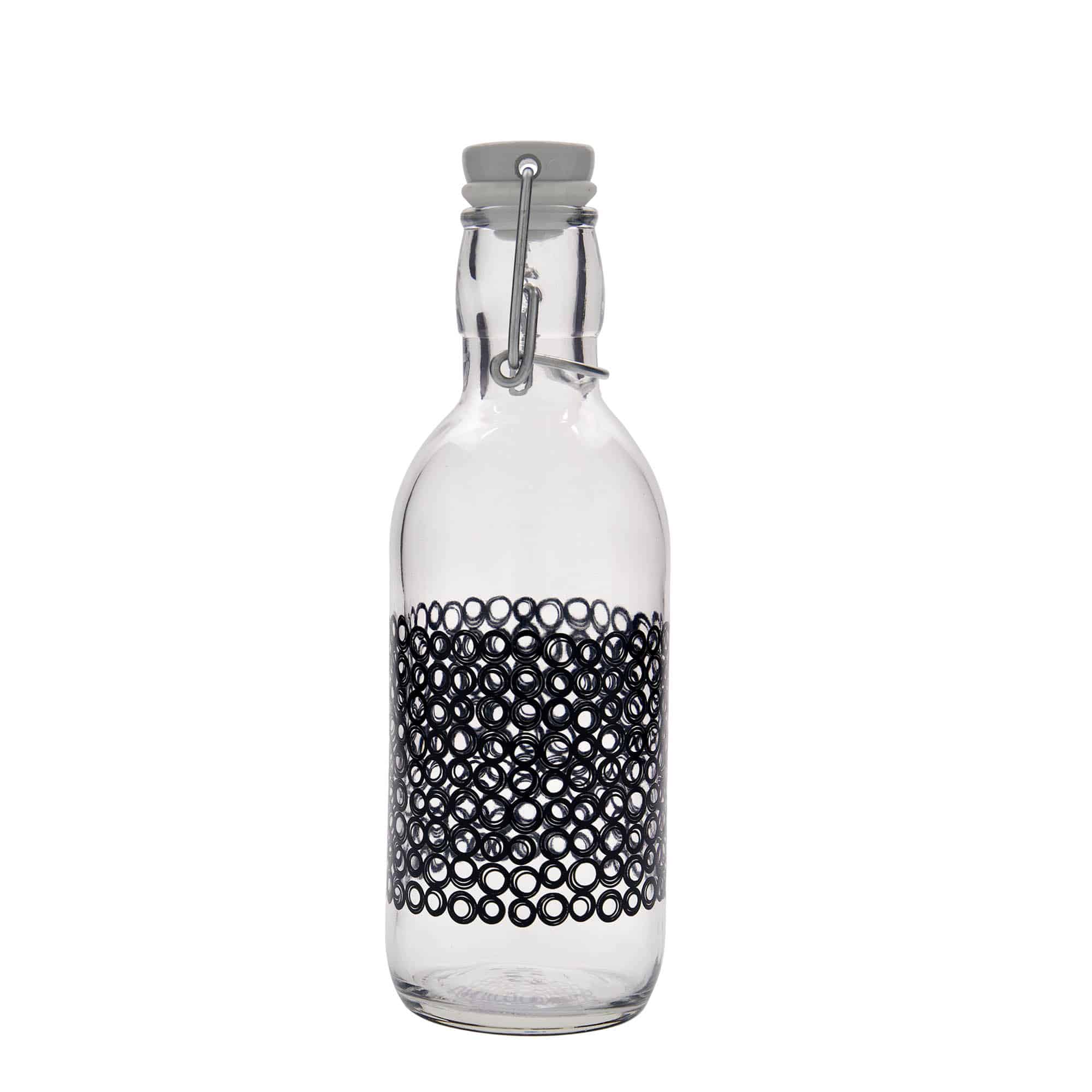 500 ml lasipullo 'Emilia', kuvio: Circola nero, suu: patenttikorkki