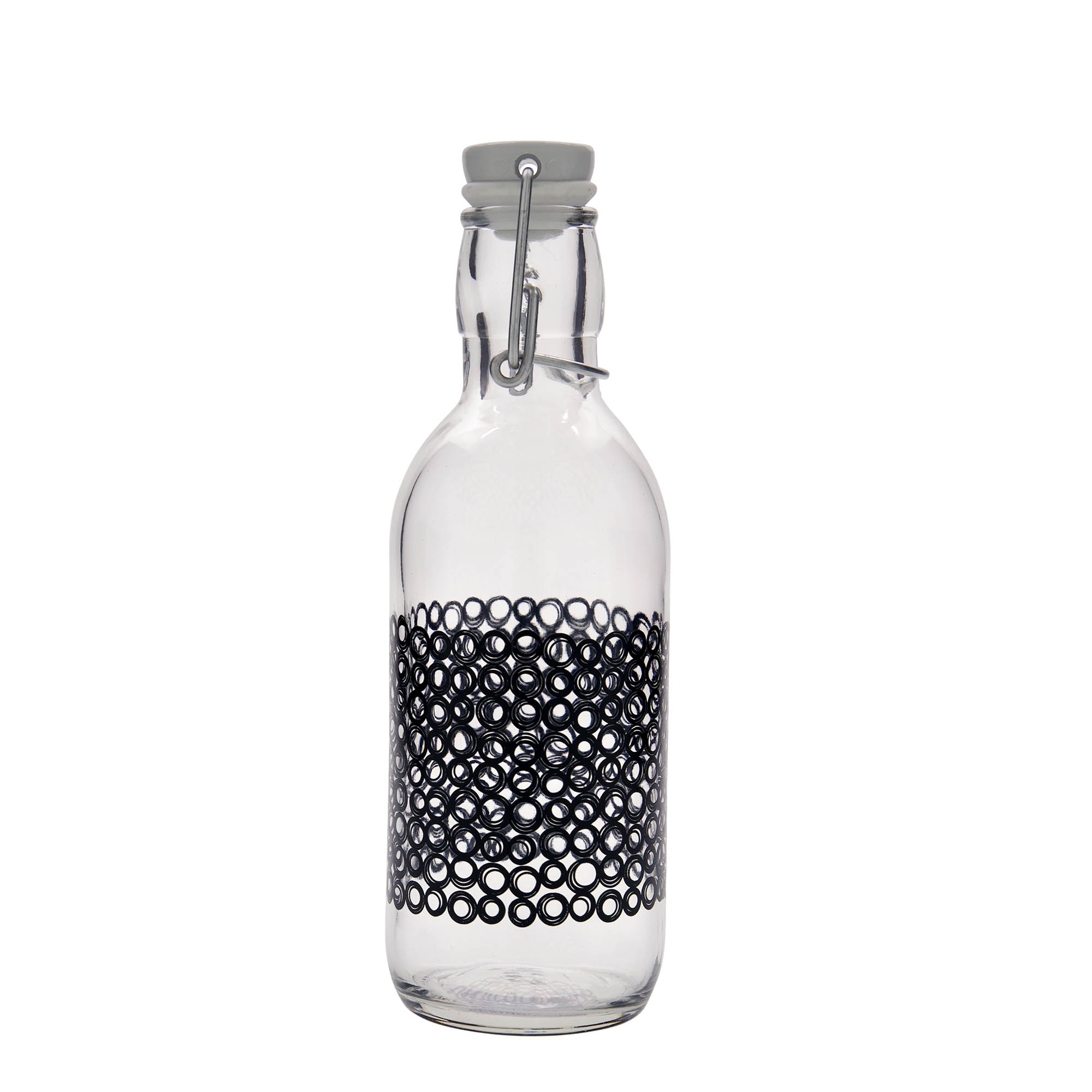 500 ml lasipullo 'Emilia', kuvio: Circola nero, suuaukko: kierrettävä suljin