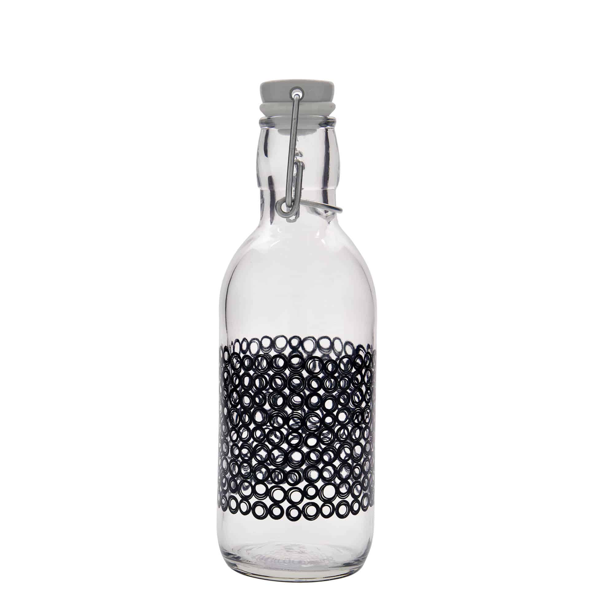 500 ml lasipullo ”Emilia”, kuvio: Circola nero, suuaukko: kierrettävä suljin