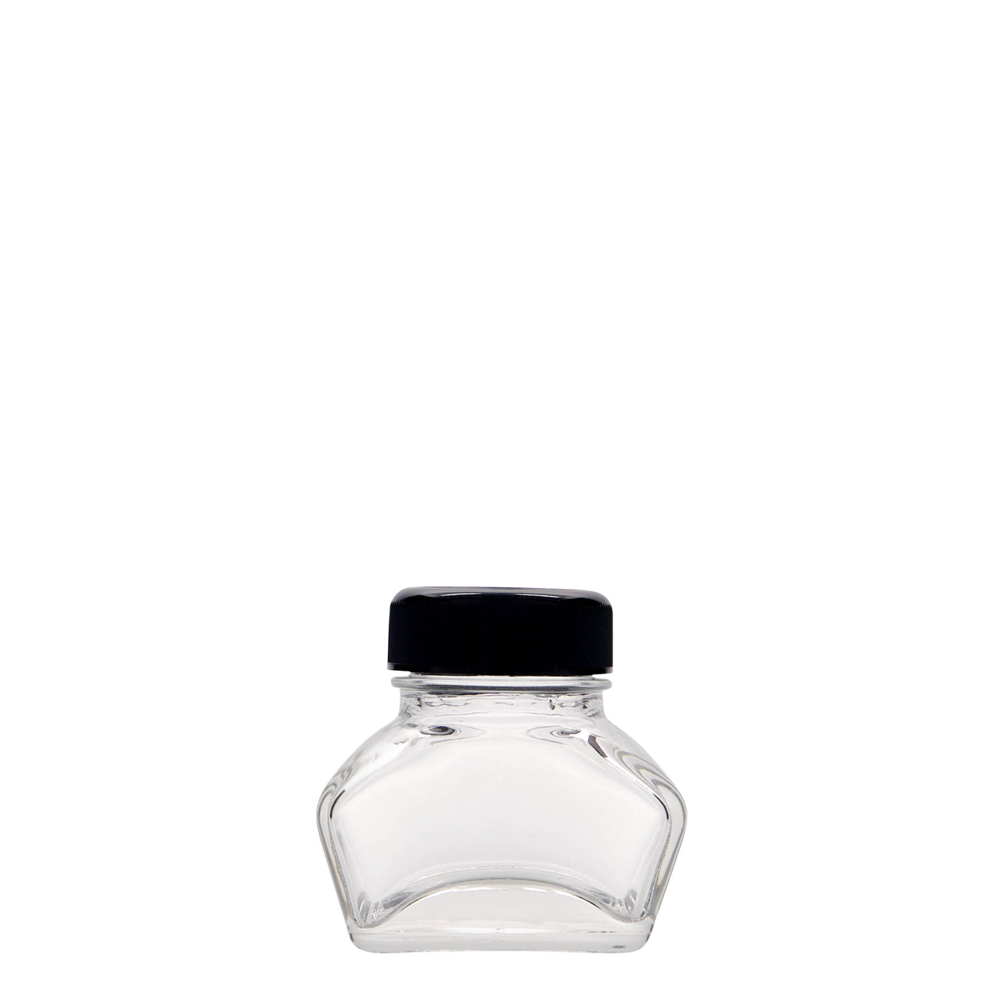 30 ml mustepullo, suorakulmainen, suuaukko: ruuvikorkki 30 ml mustepullo, suorakulmainen, suuaukko: ruuvikorkki