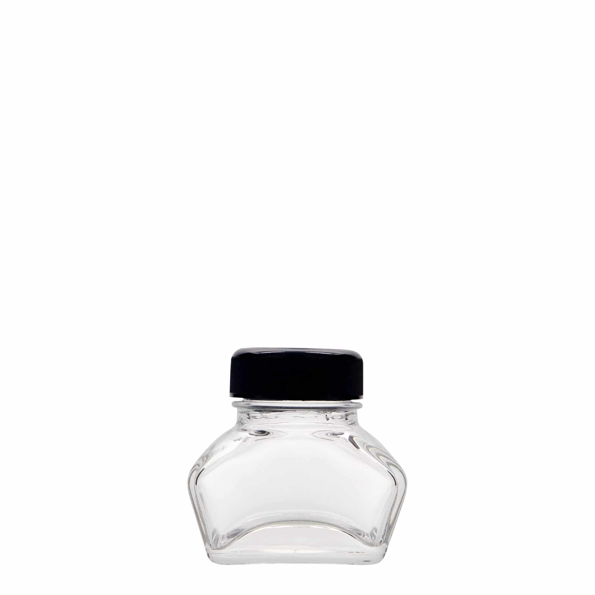 30 ml mustepullo, suorakulmainen, suuaukko: ruuvikorkki